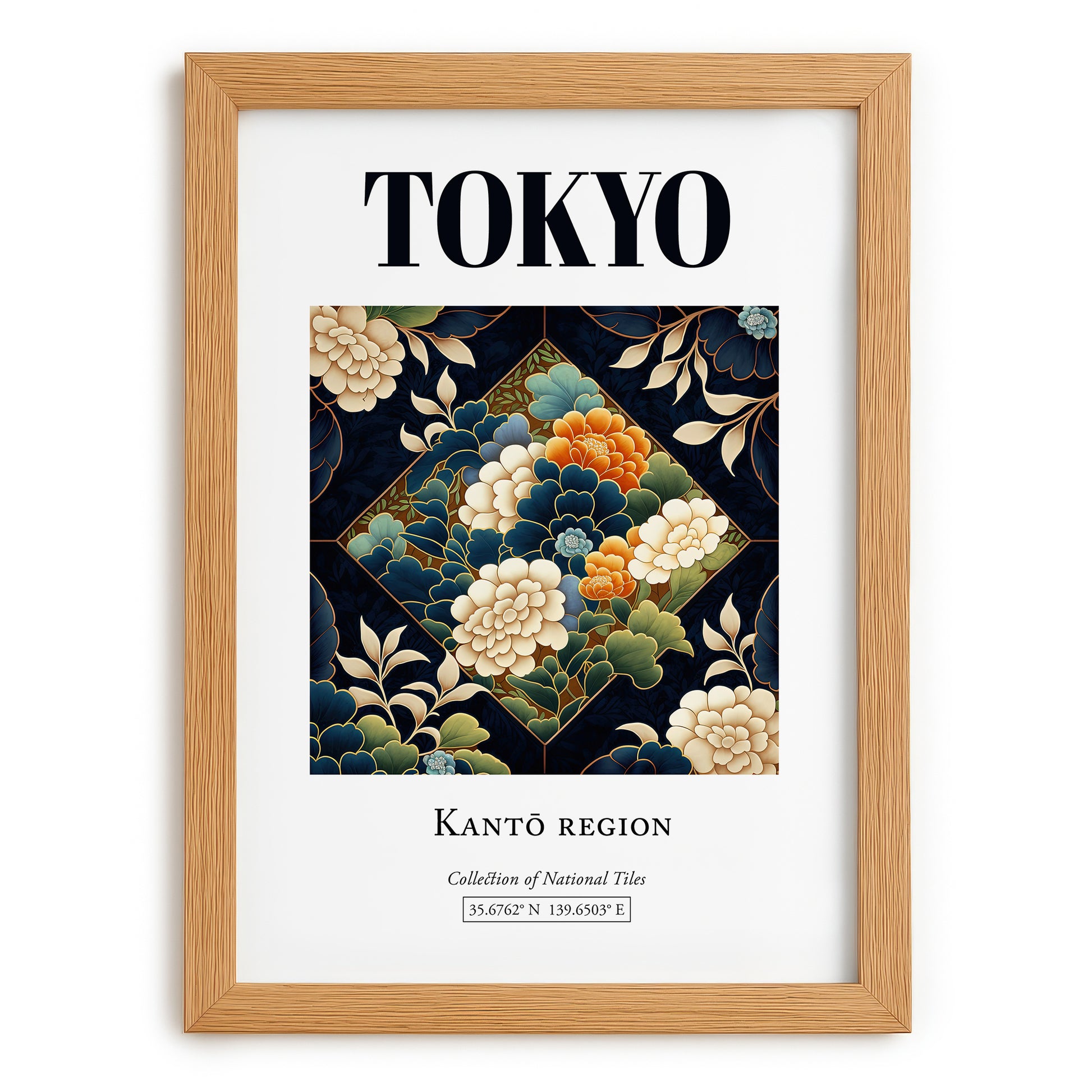 Tokyo, Japan – Travel Poster, set in oak frame