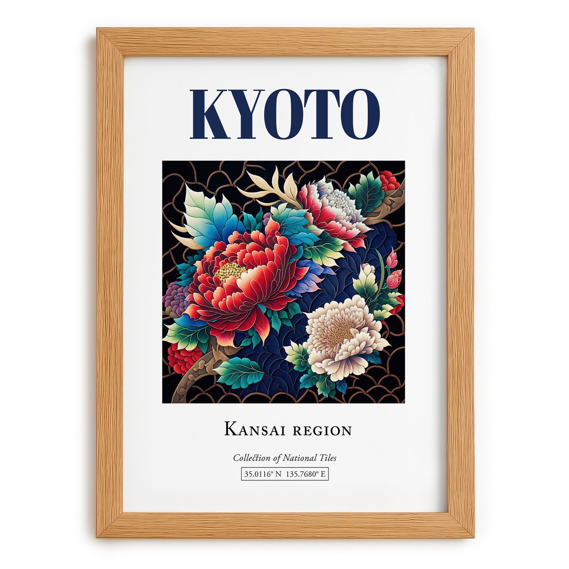 Kyoto, Japan – Travel Poster, set in oak frame