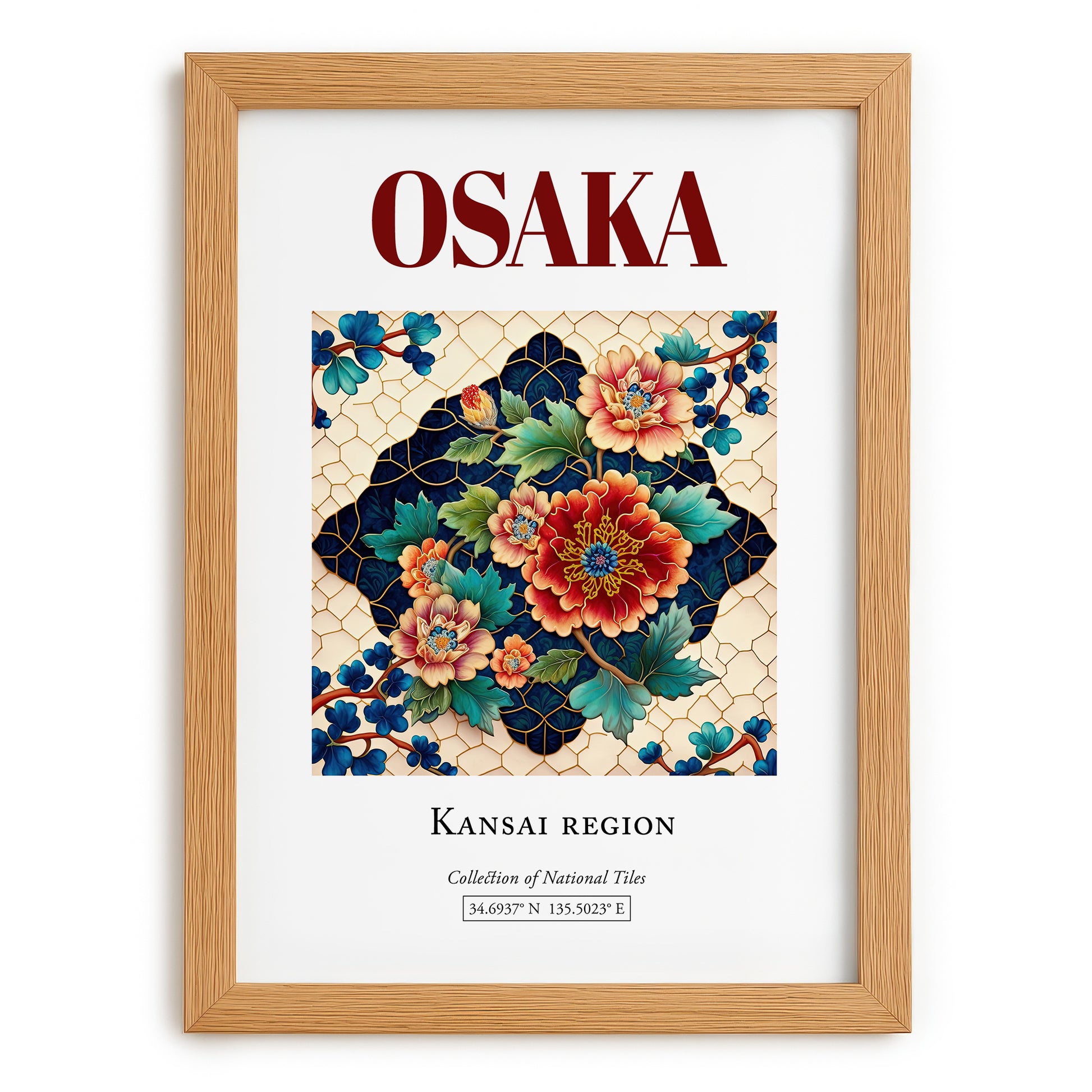 Osaka, Japan – Travel Wall Art, set in oak frame