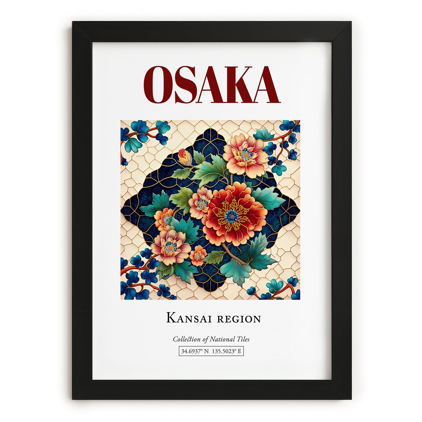 Osaka, Japan – Travel Wall Art, in sleek black frame