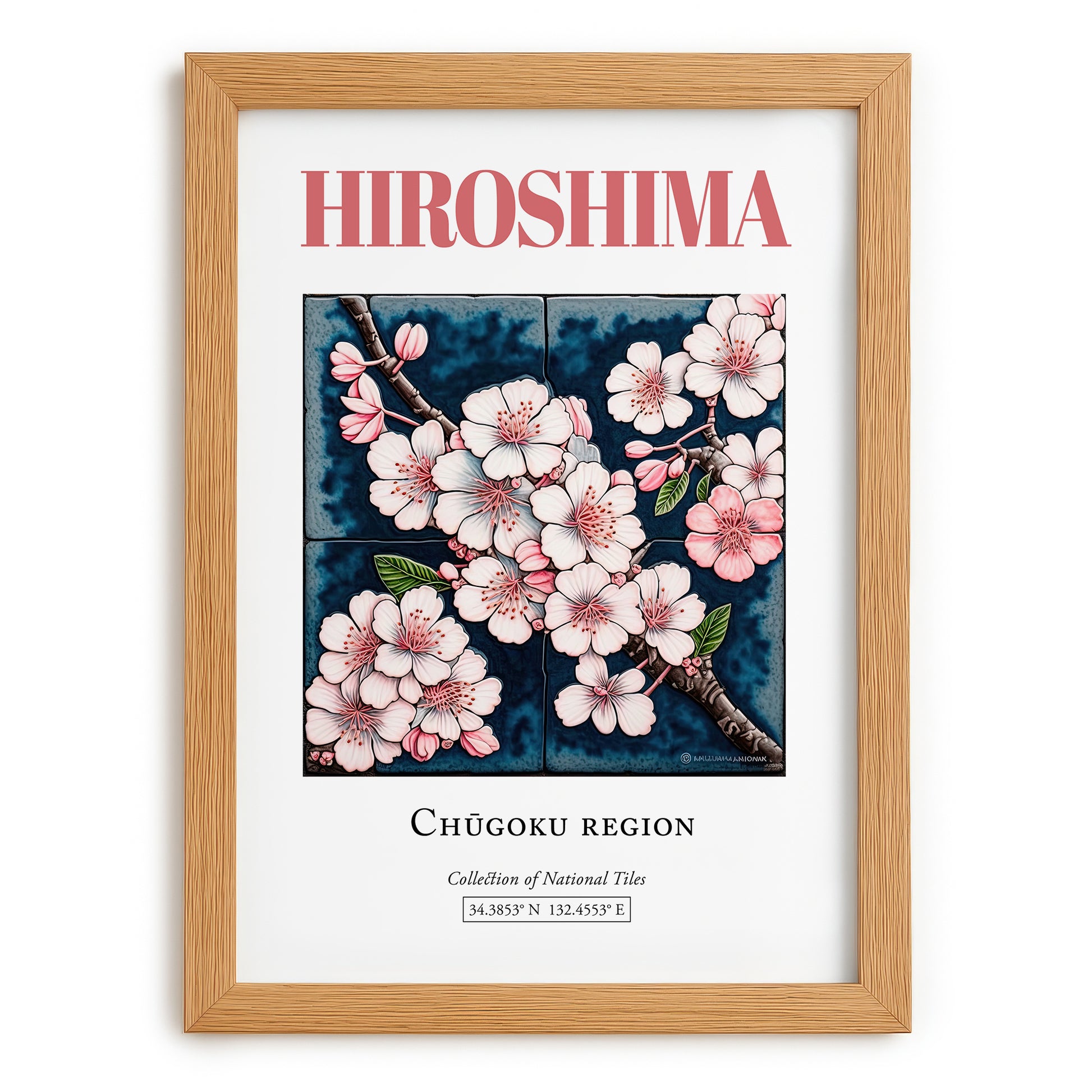 Hiroshima, Japan – Travel Destination Art, set in oak frame