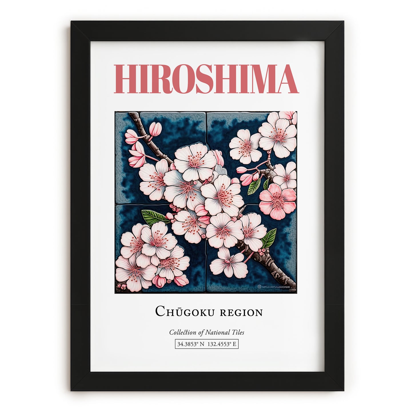 Hiroshima, Japan – Travel Destination Art, in sleek black frame