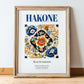 Hakone, Japan – Travel Poster, in wooden frame leaning on the floor