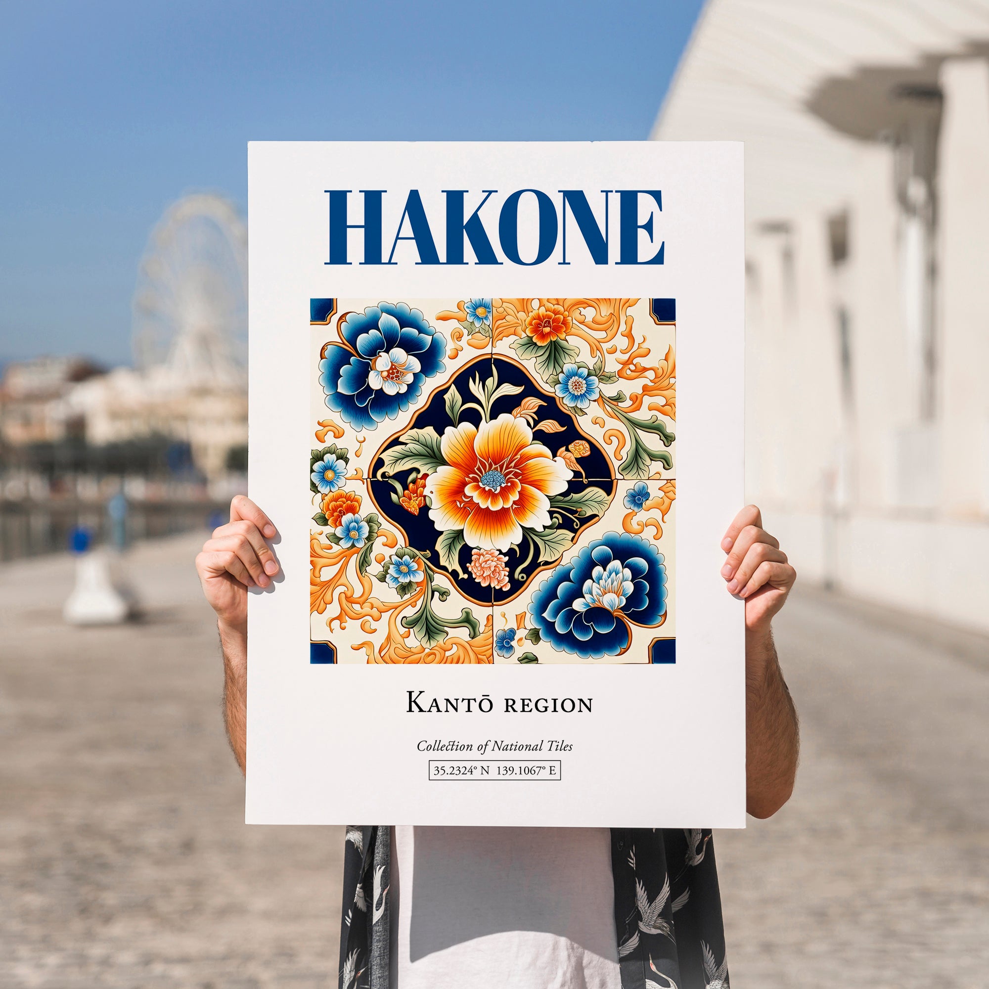 Hakone, Japan – Travel Poster, no-text version framed in wood