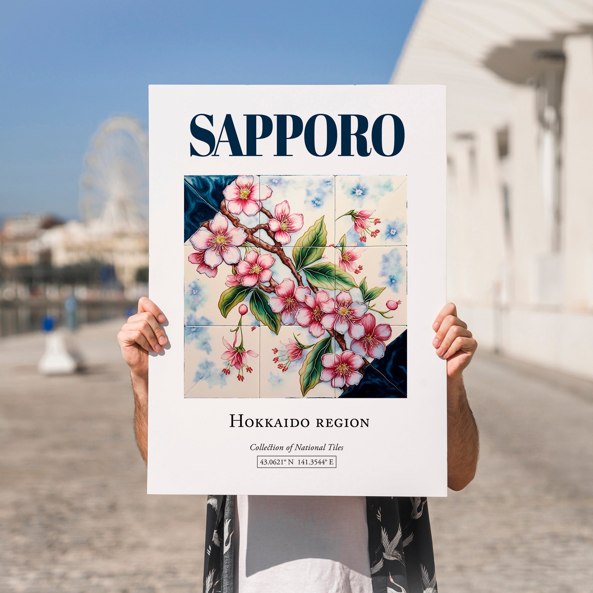 Sapporo, Japan – Global Cities Wall Print, no-text version framed in wood