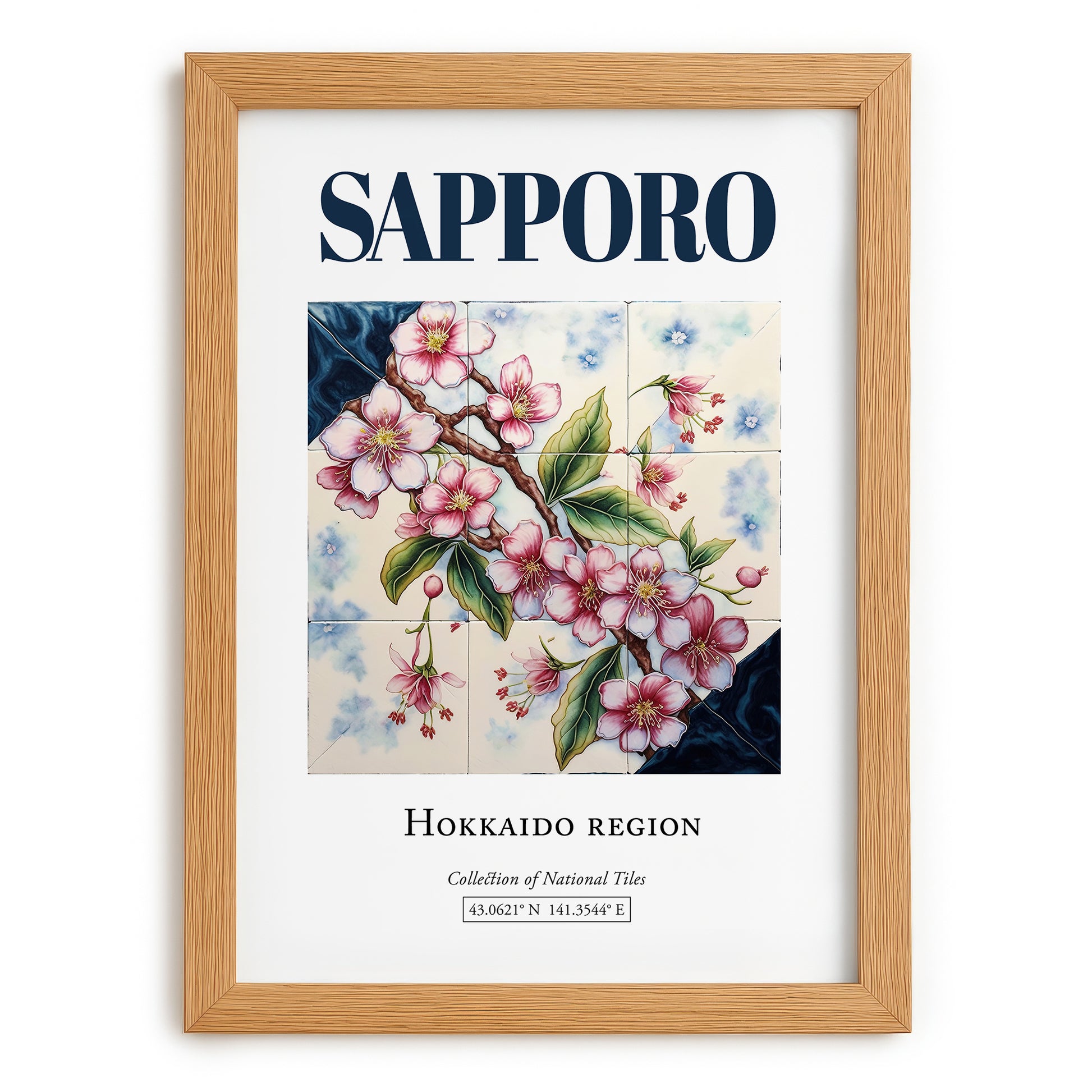 Sapporo, Japan – Global Cities Wall Print, set in oak frame