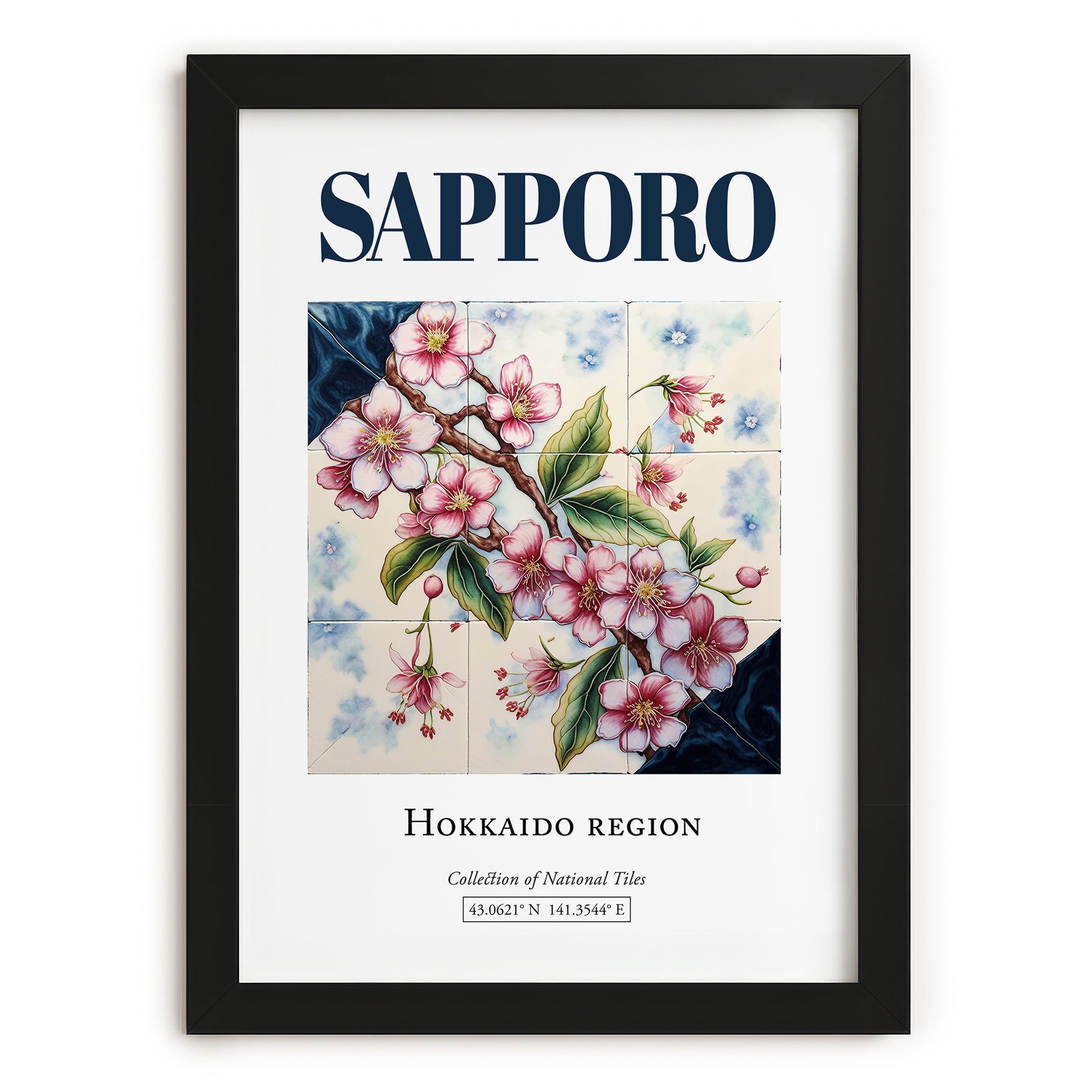 Sapporo, Japan – Global Cities Wall Print, in sleek black frame