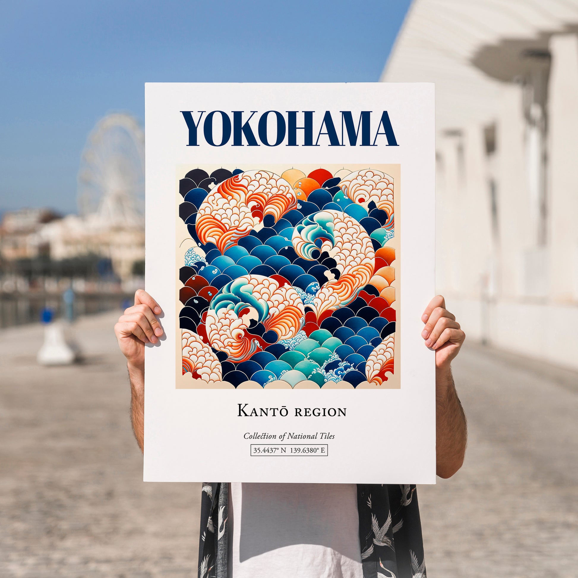 Yokohama, Japan – Travel Destination Art, no-text version framed in wood