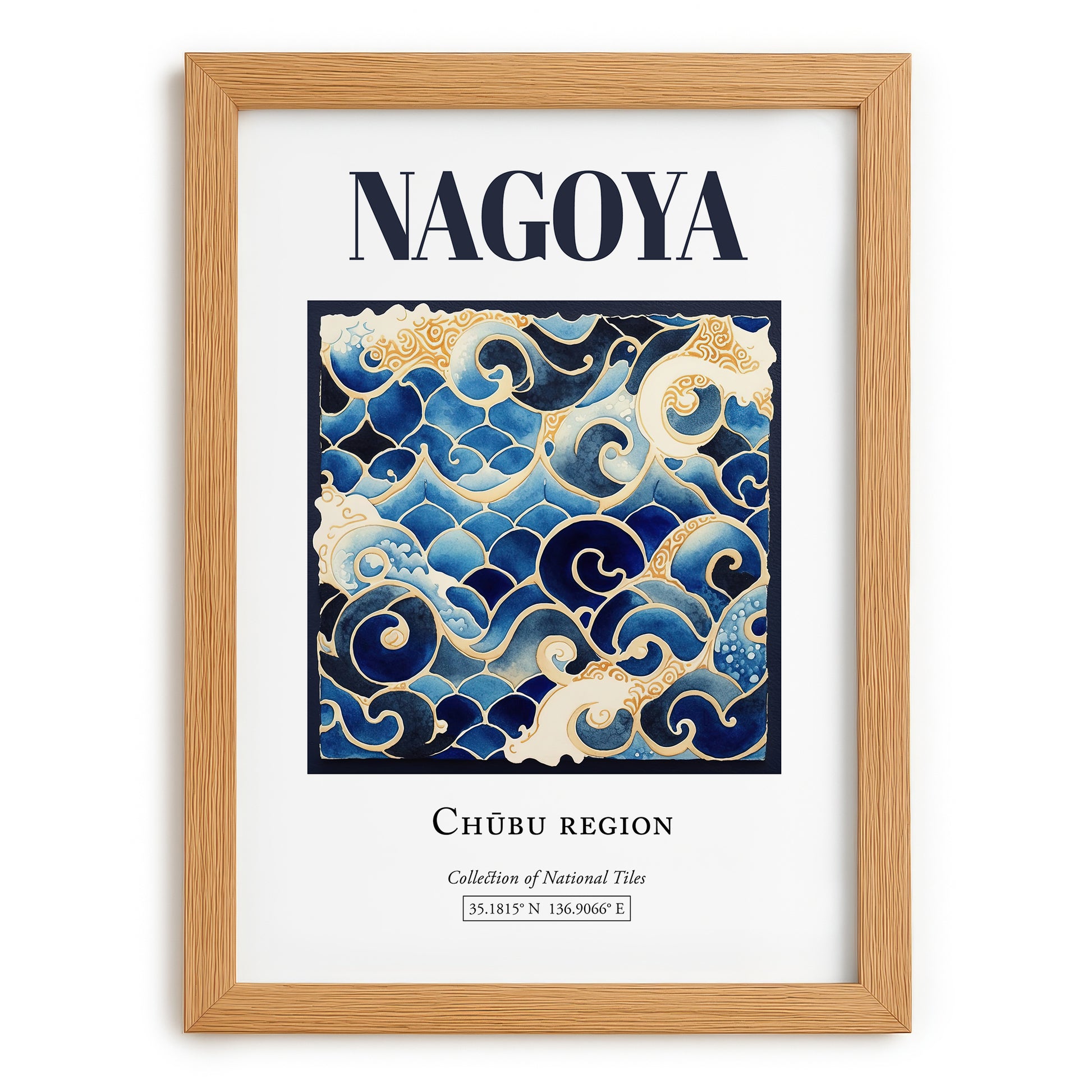 Nagoya, Japan – Travel Wall Art, set in oak frame