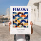 Fukuoka, Japan – Travel Poster, no-text version framed in wood