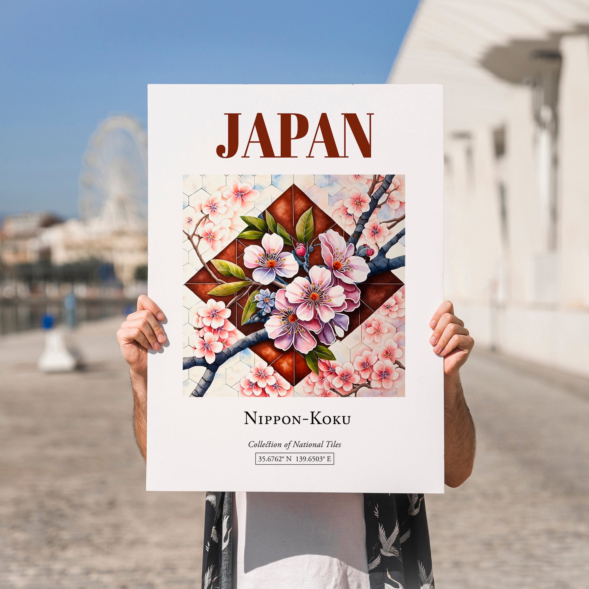 Japan, Nihon-koku – Travel Wall Decor, no-text version framed in wood