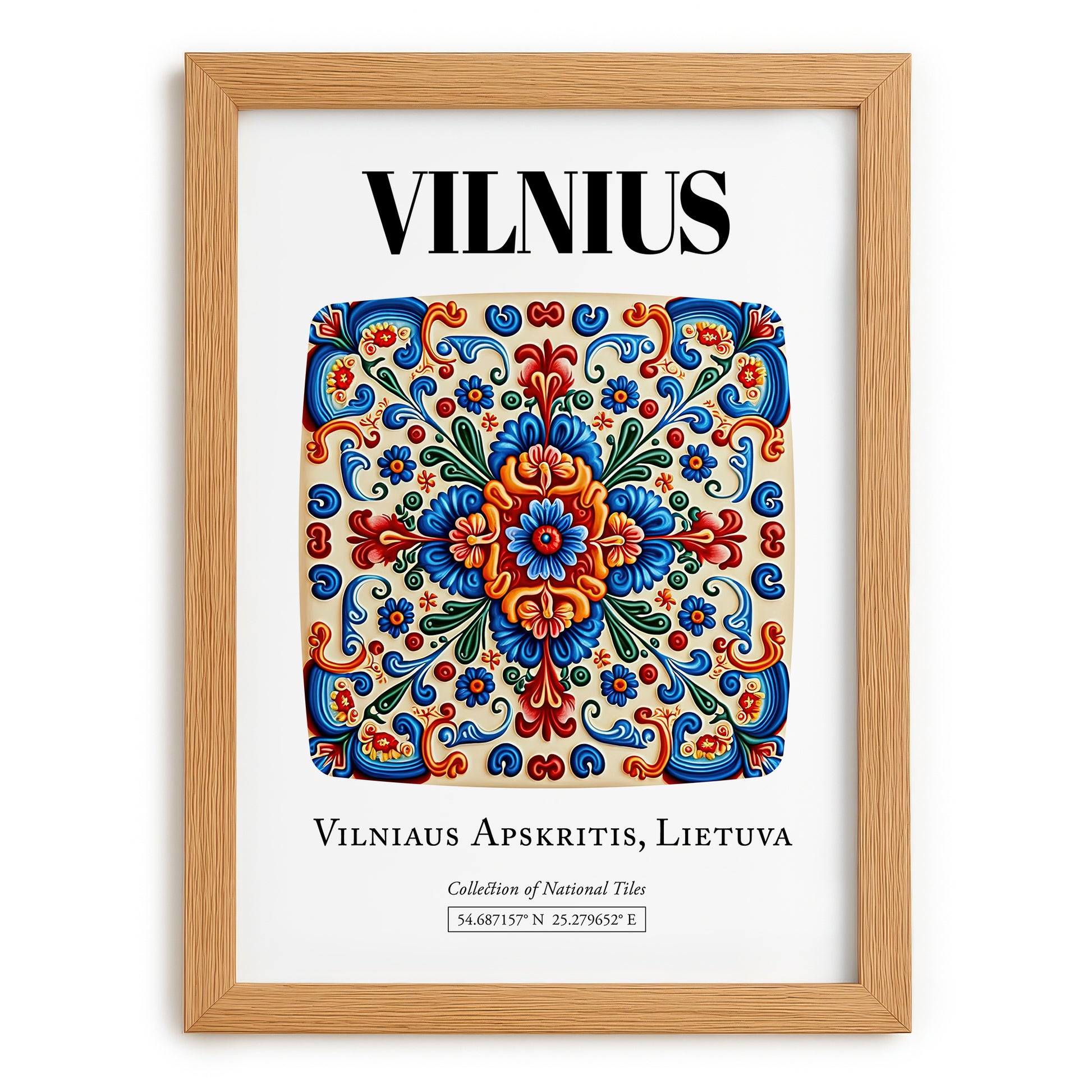 Vilnius, Lithuania – Travel Print, set in oak frame