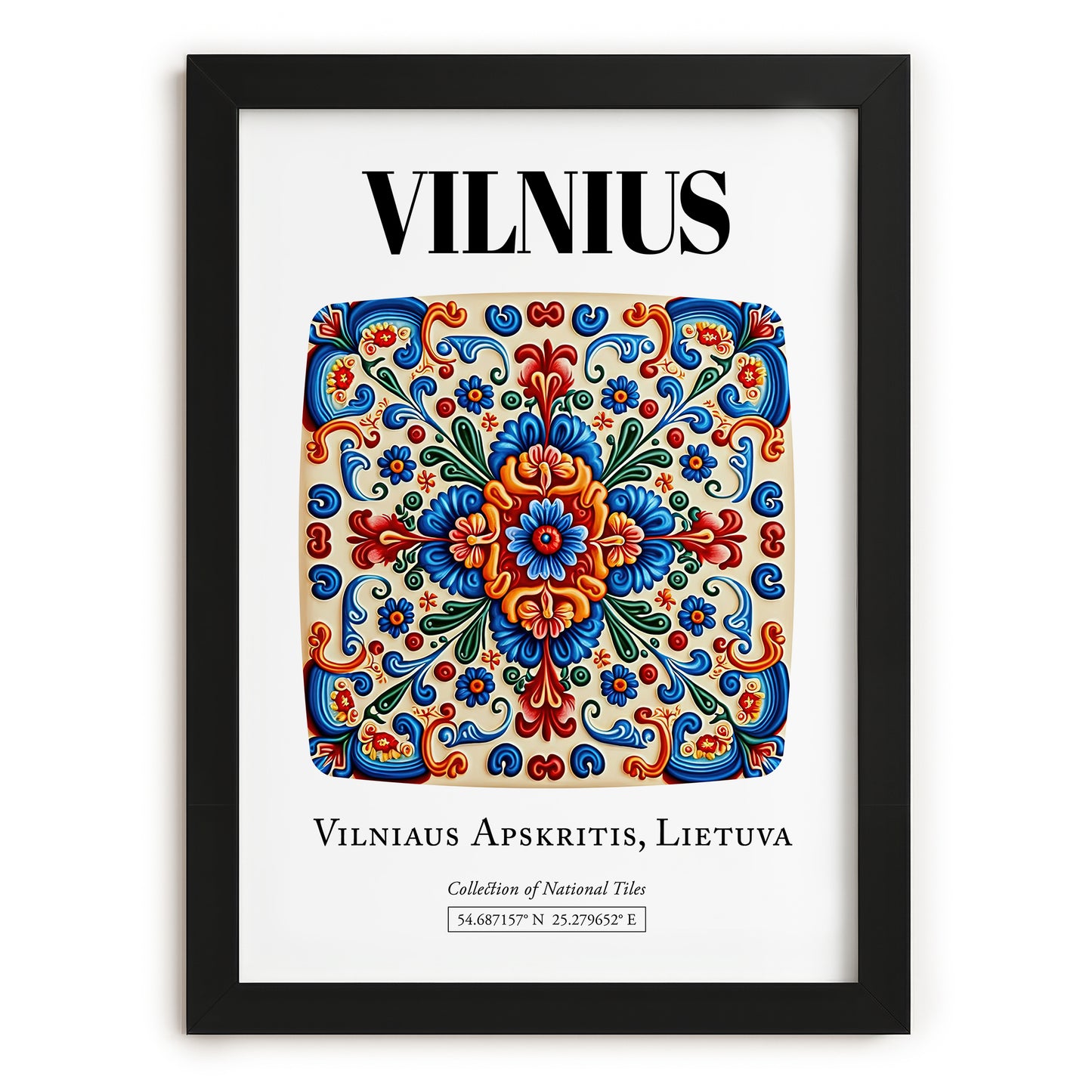 Vilnius, Lithuania – Travel Print, in sleek black frame