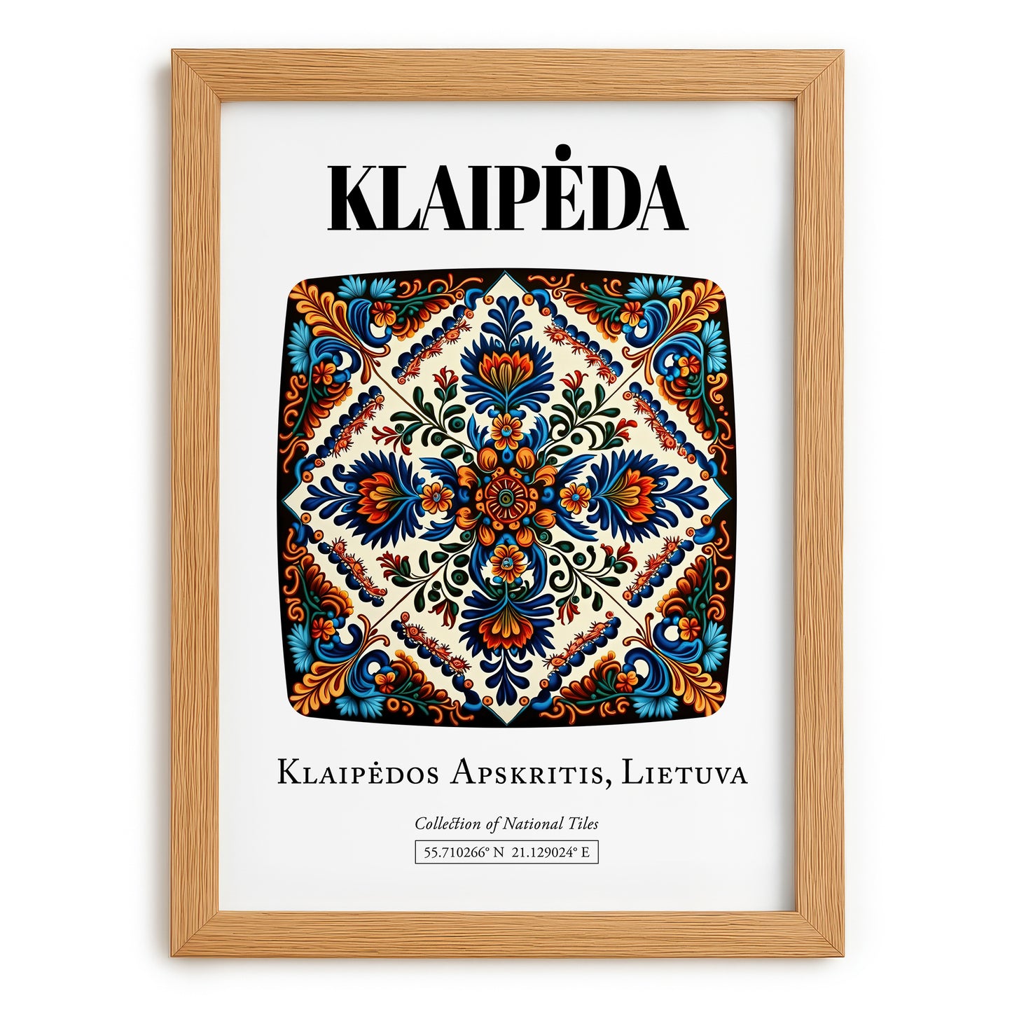 Klaipėda, Lithuania – Cityscape Wall Art, set in oak frame