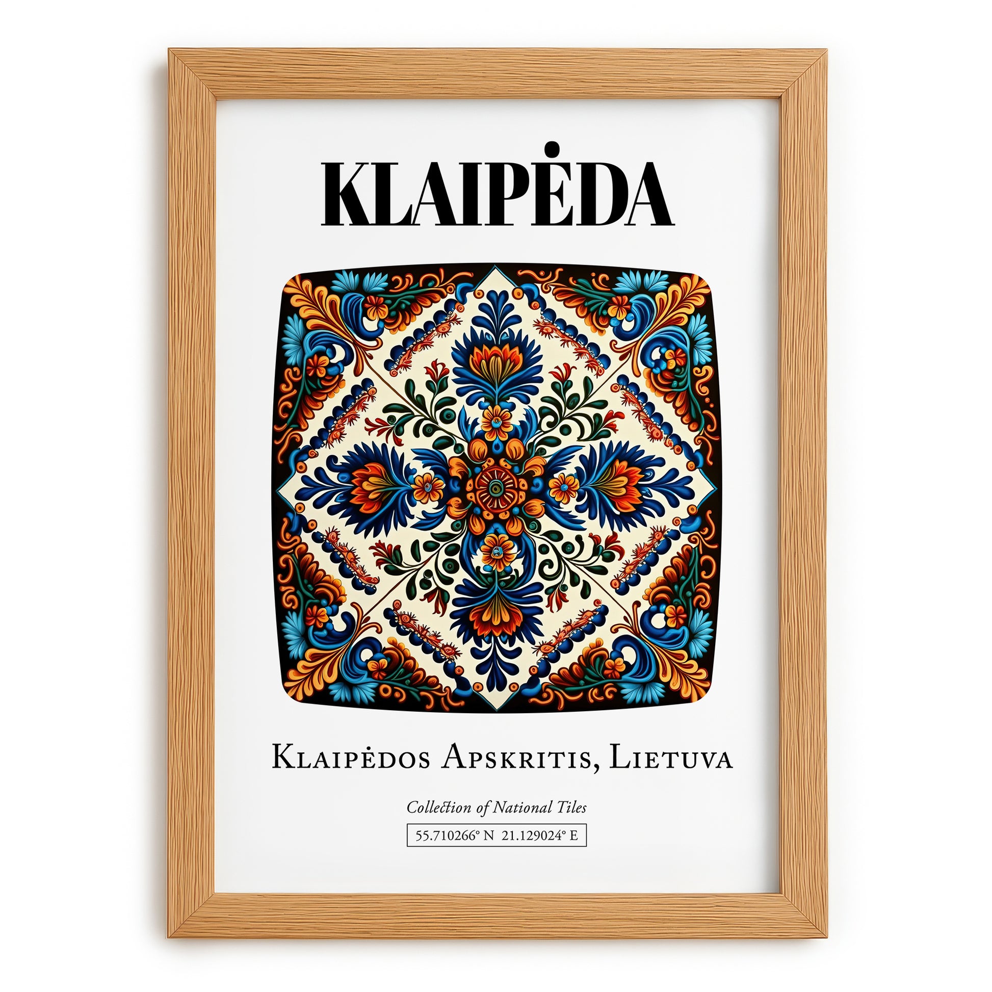 Klaipėda, Lithuania – Cityscape Wall Art, set in oak frame