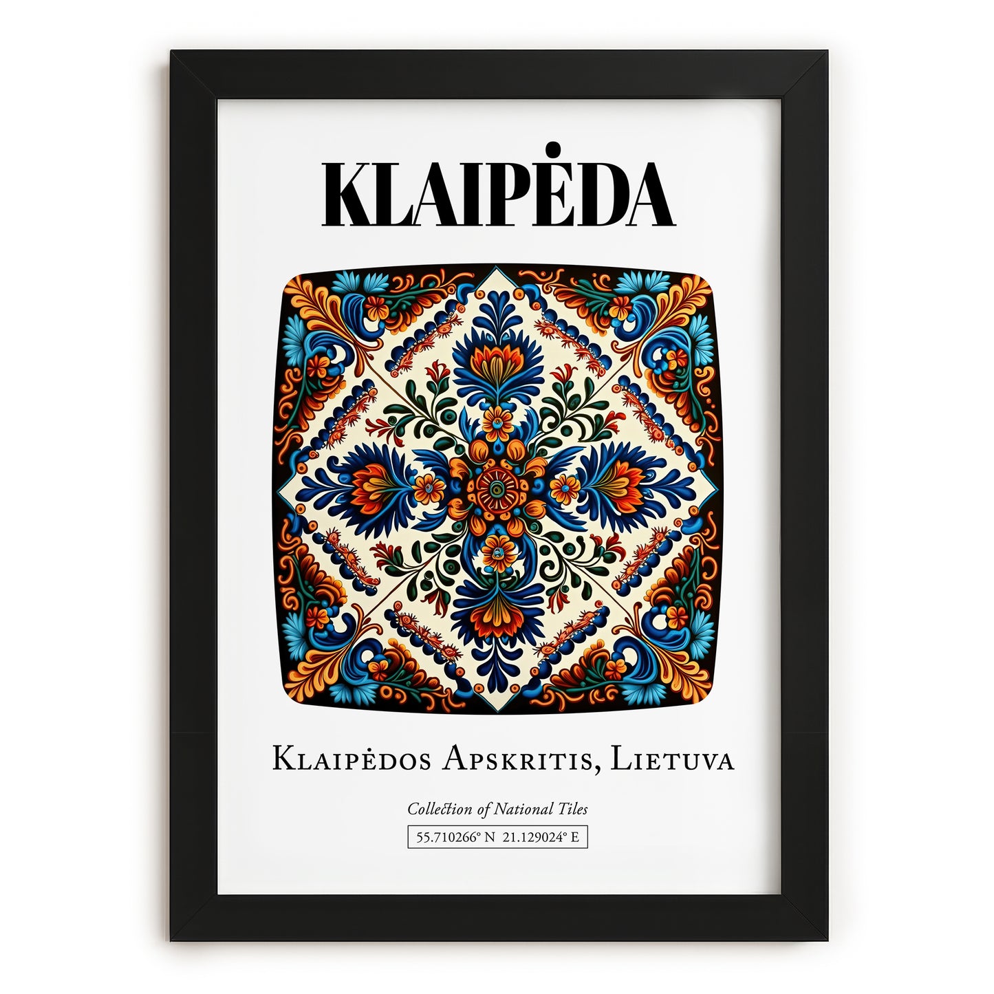 Klaipėda, Lithuania – Cityscape Wall Art, in sleek black frame