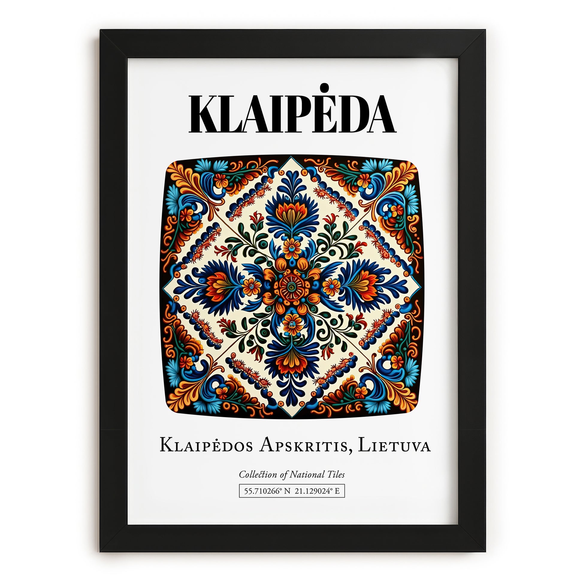 Klaipėda, Lithuania – Cityscape Wall Art, in sleek black frame