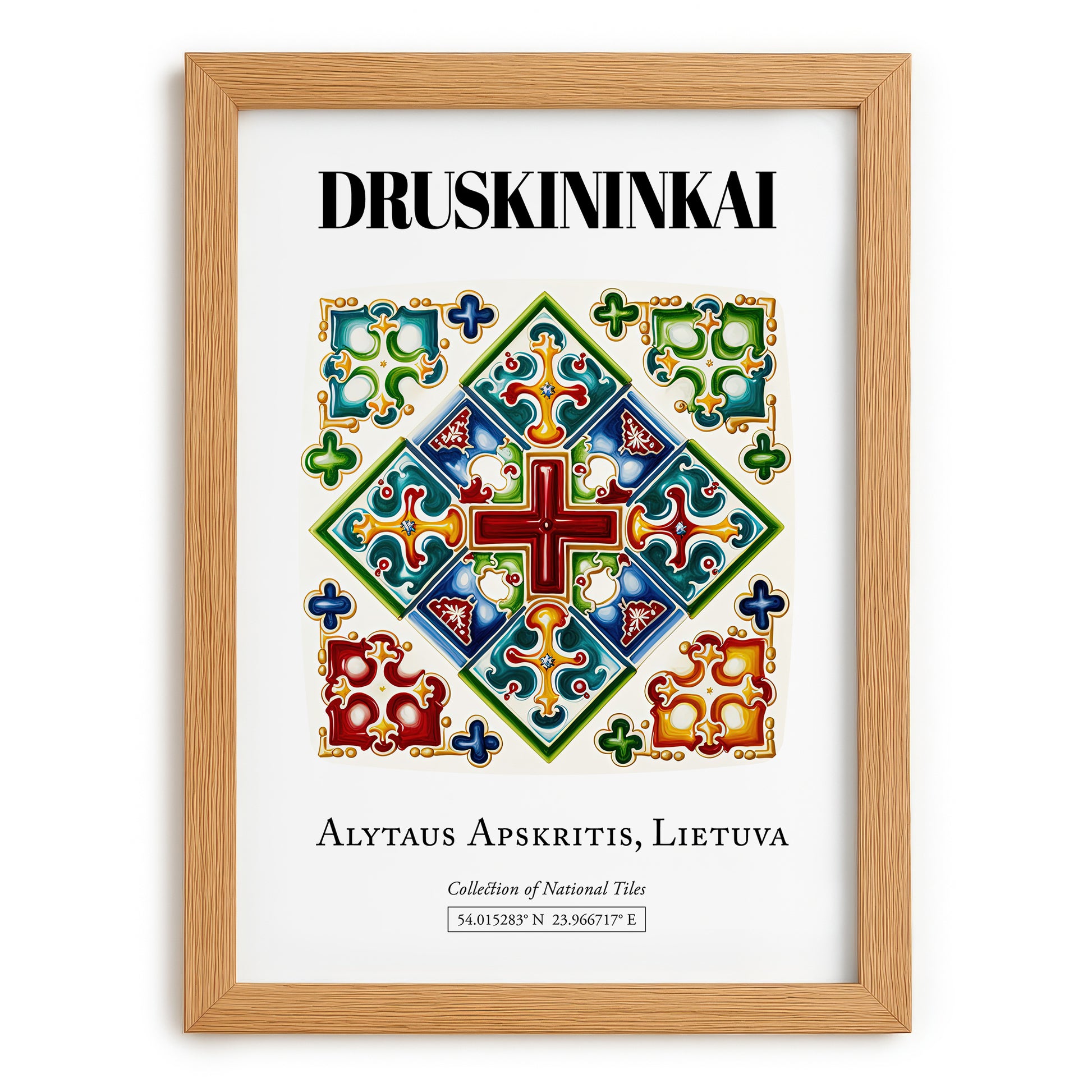 Druskininkai, Lithuania – Cultural Heritage Wall Art, set in oak frame