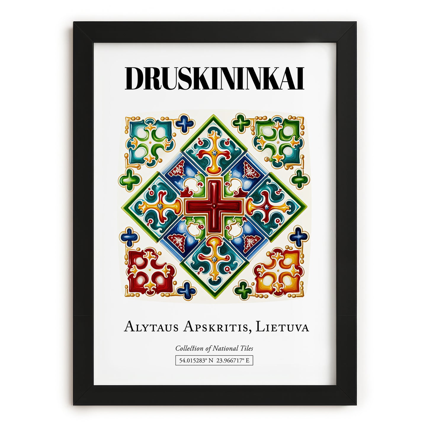 Druskininkai, Lithuania – Cultural Heritage Wall Art, in sleek black frame