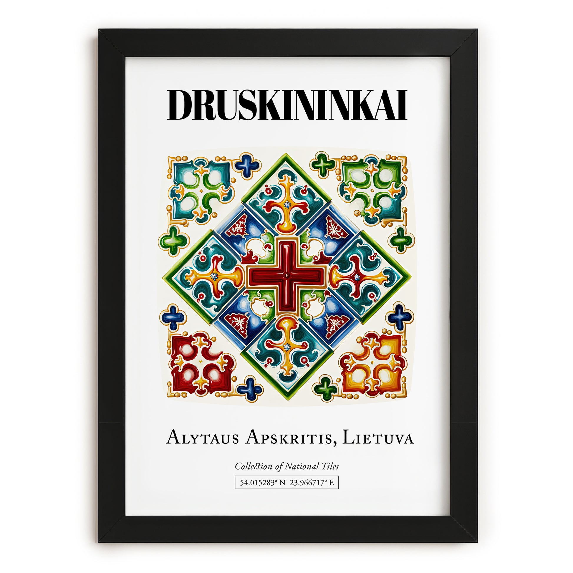 Druskininkai, Lithuania – Cultural Heritage Wall Art, in sleek black frame