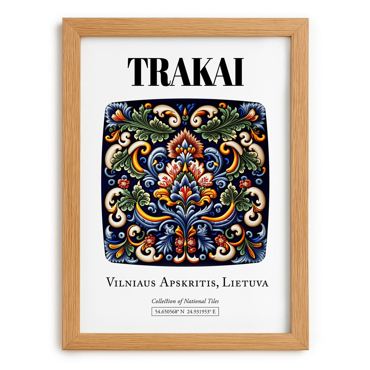 Trakai, Lithuania – Travel Poster, set in oak frame