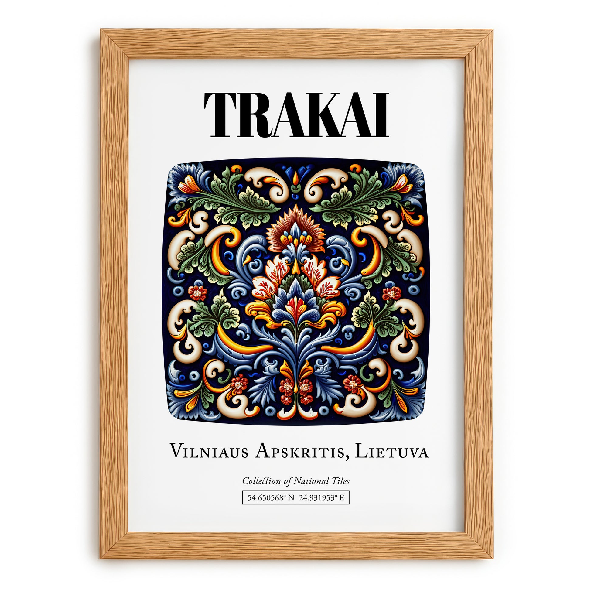 Trakai, Lithuania – Travel Poster, set in oak frame