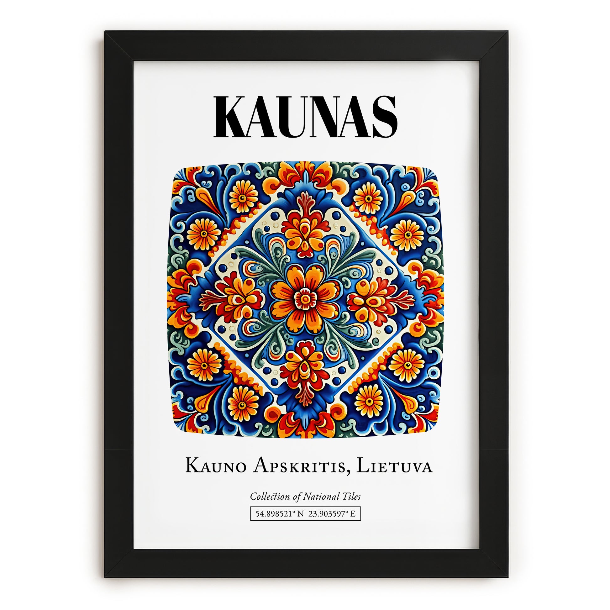 Kaunas, Lithuania – Travel Wall Art, in sleek black frame