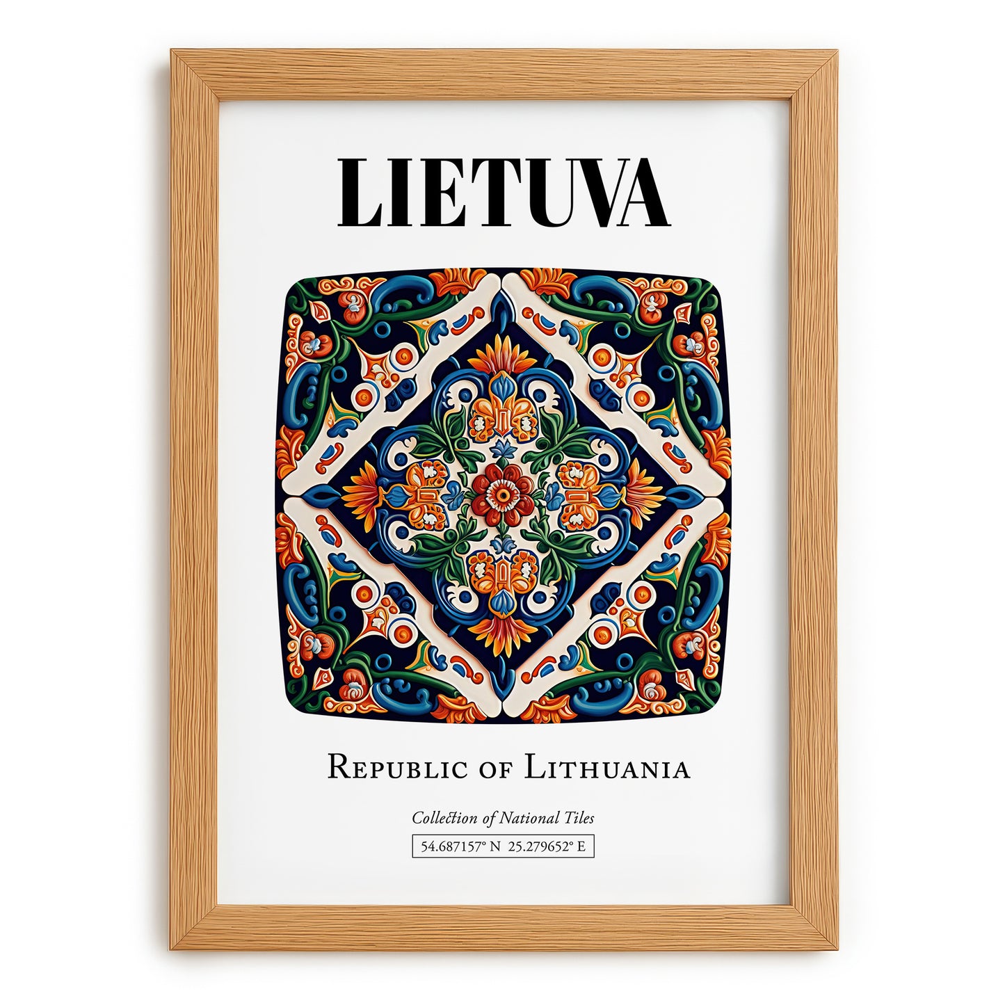 Lietuva, Lithuania – Wanderlust Wall Decor, set in oak frame