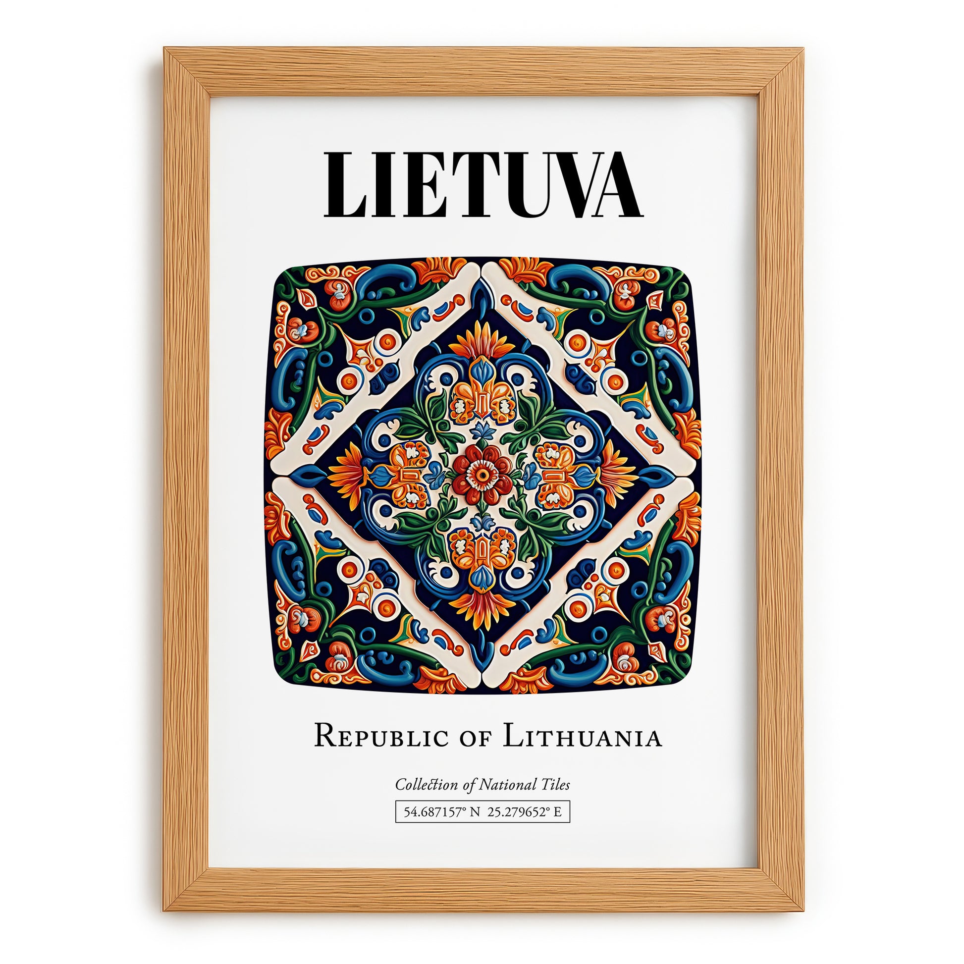 Lietuva, Lithuania – Wanderlust Wall Decor, set in oak frame