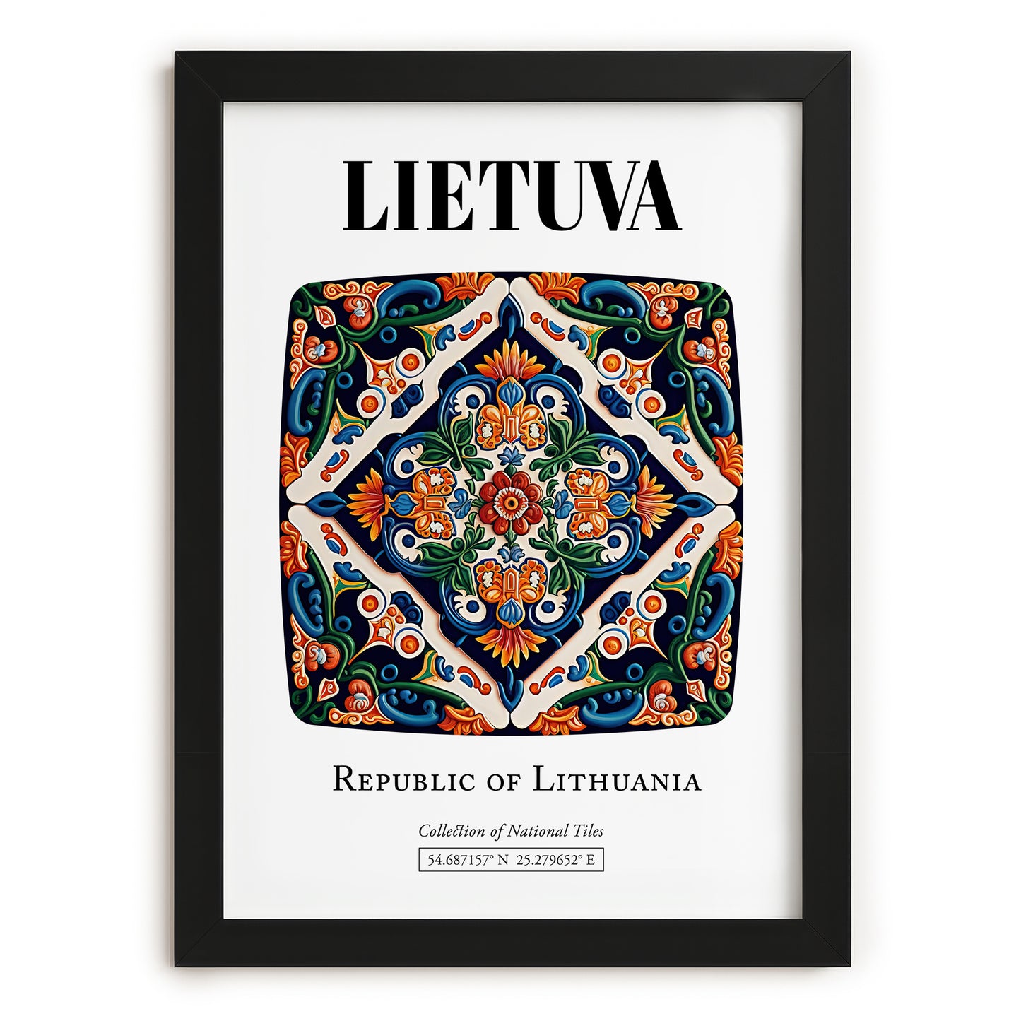 Lietuva, Lithuania – Wanderlust Wall Decor, in sleek black frame