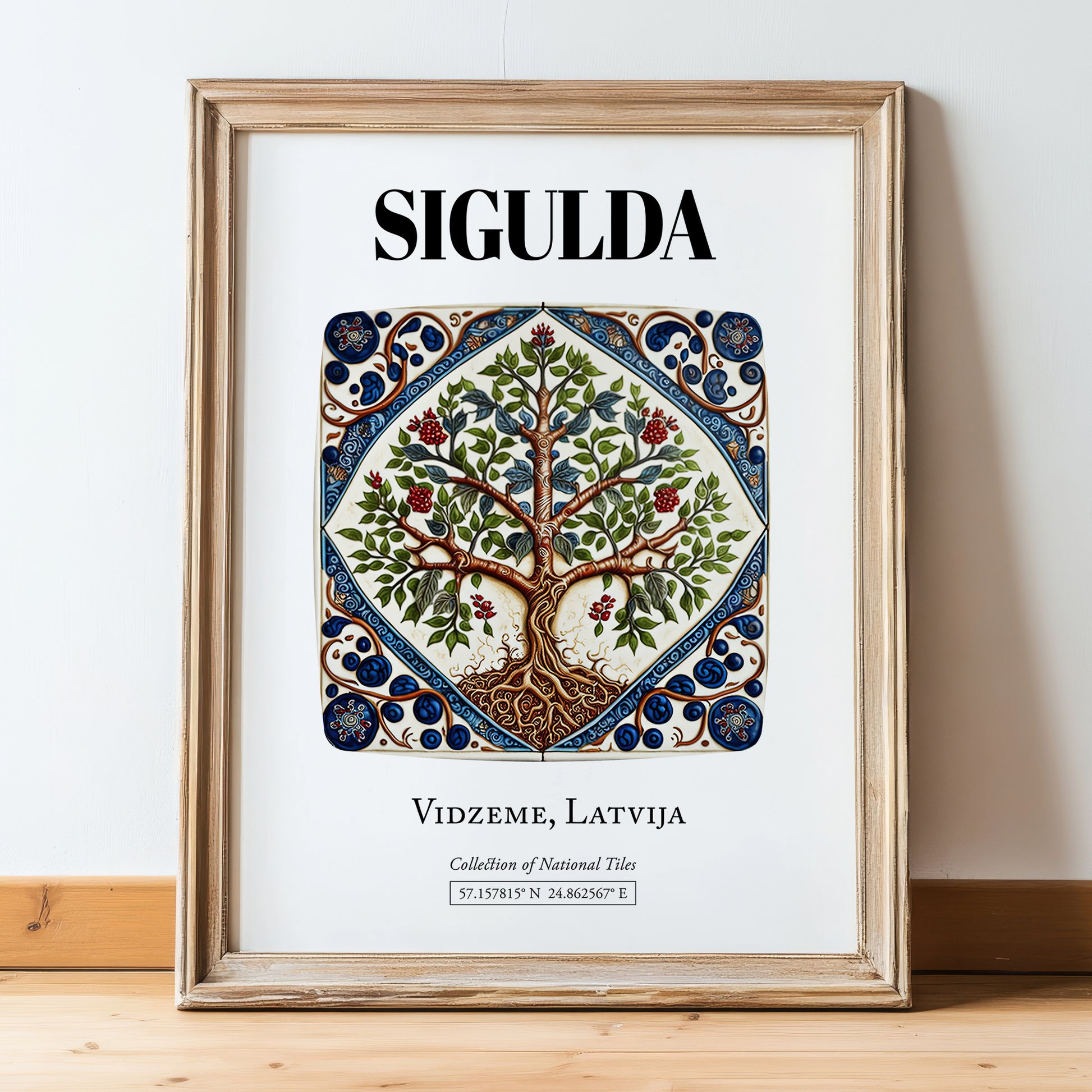 Sigulda, Latvia – Wanderlust Wall Decor, in wooden frame leaning on the floor