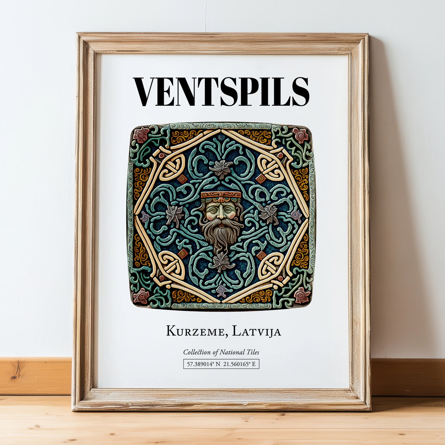 Ventspils, Latvia – Travel Print, in wooden frame leaning on the floor