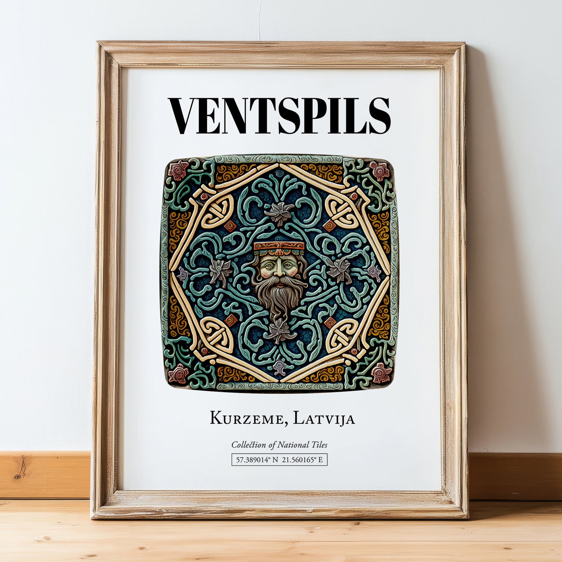 Ventspils, Latvia – Travel Print, in wooden frame leaning on the floor