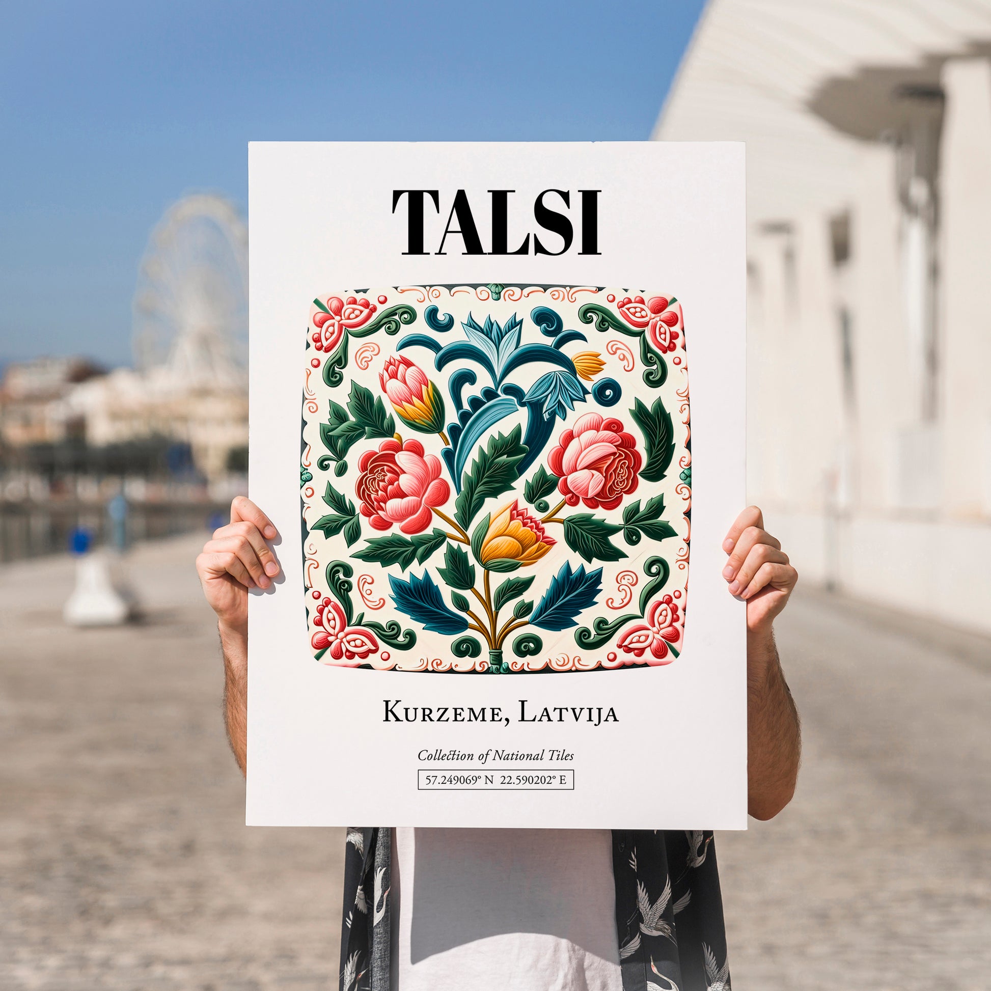 Talsi, Latvia – Travel Destination Art, no-text version framed in wood