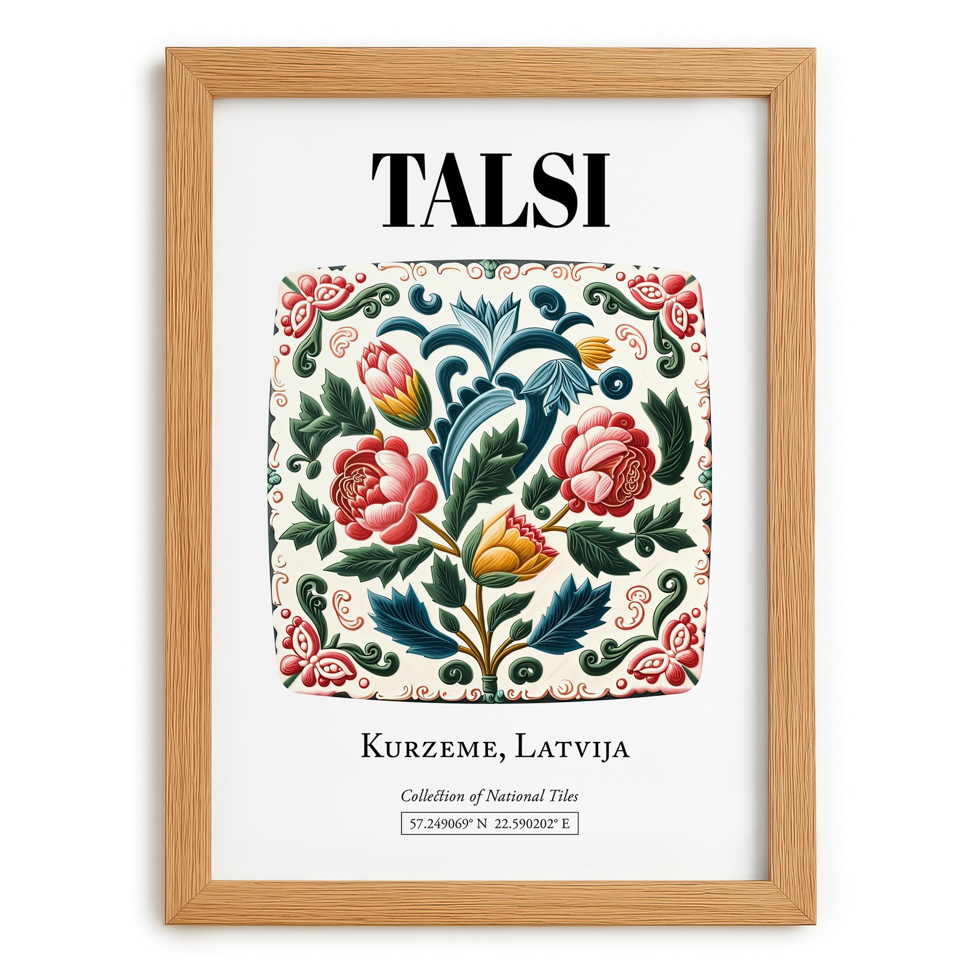 Talsi, Latvia – Travel Destination Art, set in oak frame