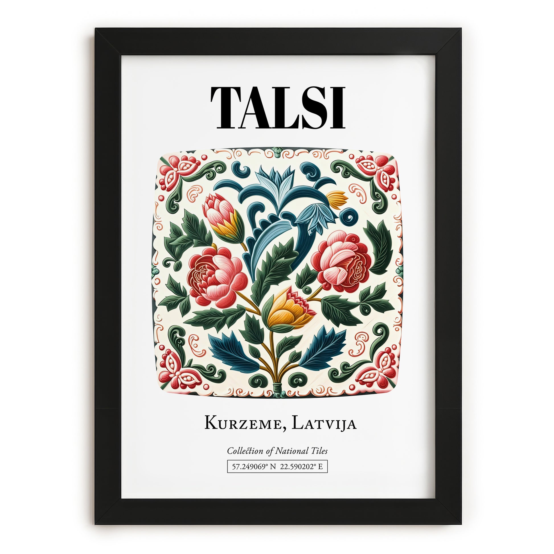 Talsi, Latvia – Travel Destination Art, in sleek black frame