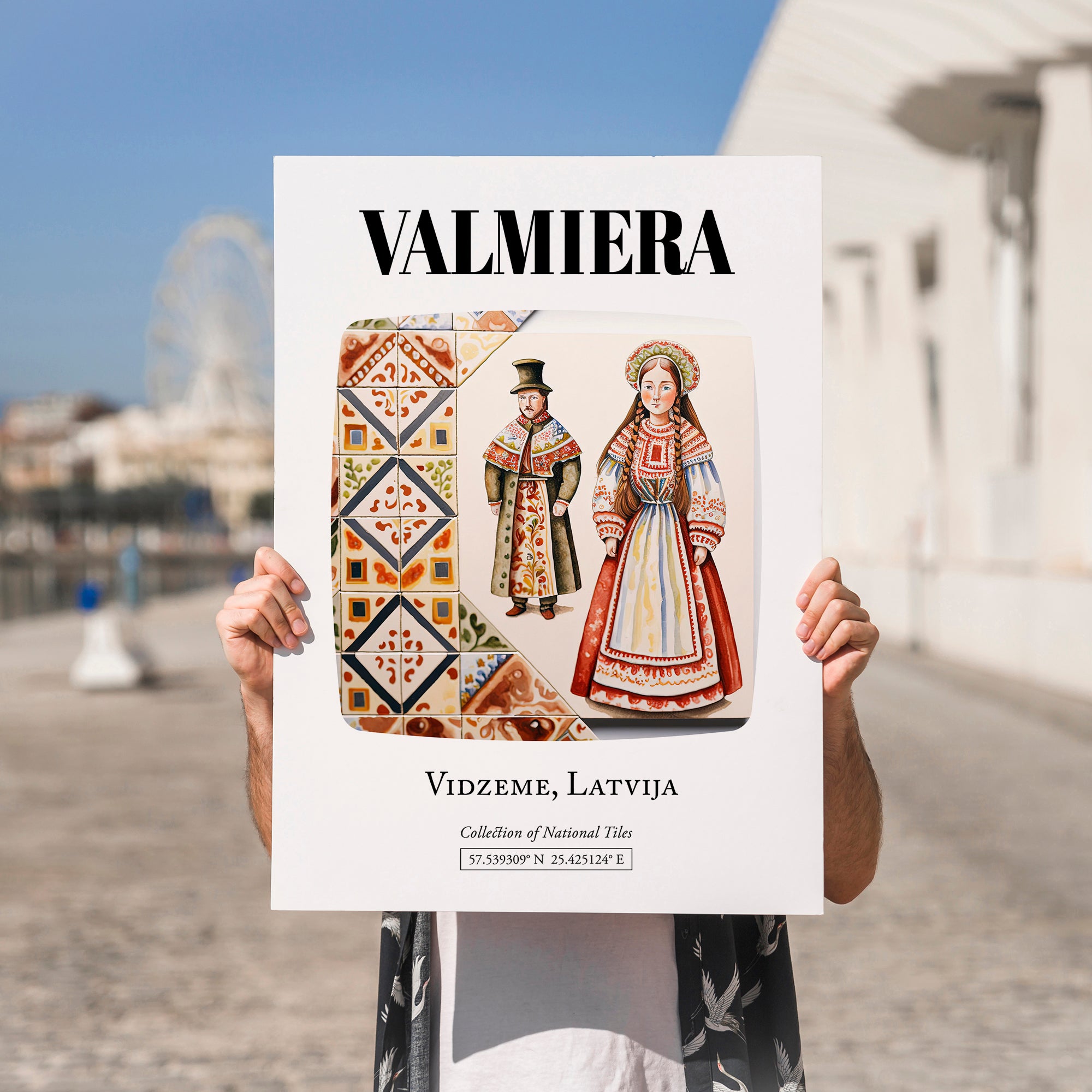 Valmiera, Latvia – Global Cities Wall Print, no-text version framed in wood