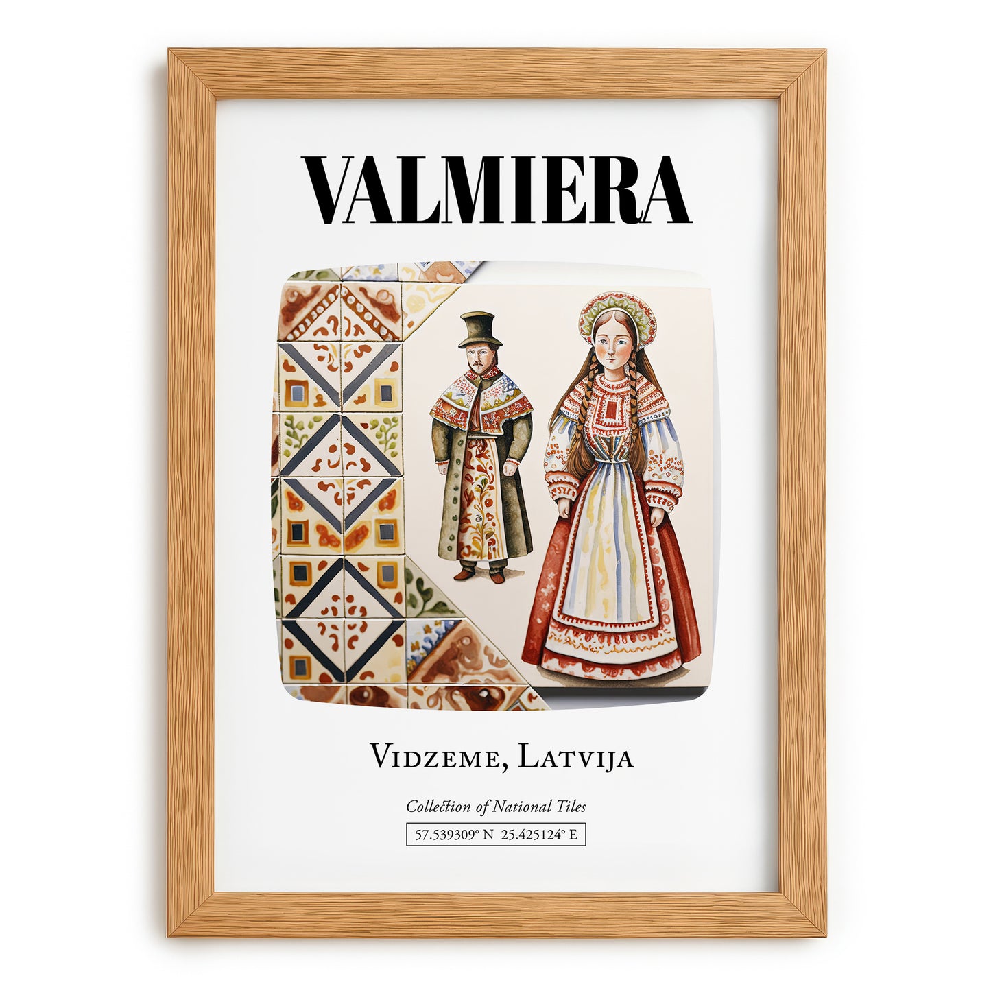 Valmiera, Latvia – Global Cities Wall Print, set in oak frame