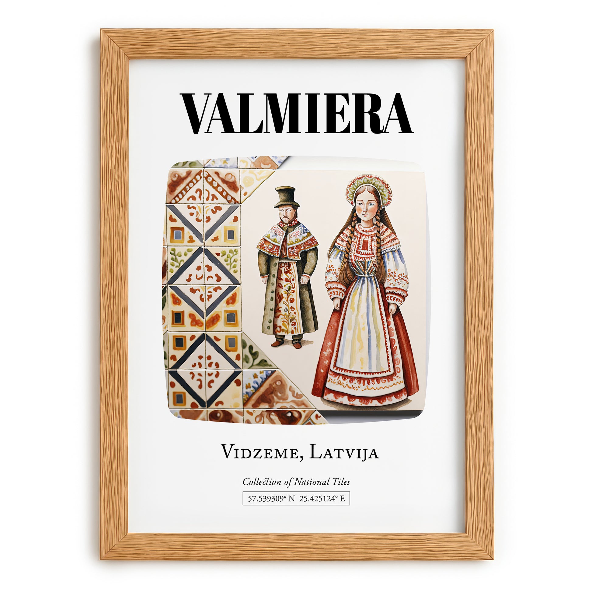 Valmiera, Latvia – Global Cities Wall Print, set in oak frame