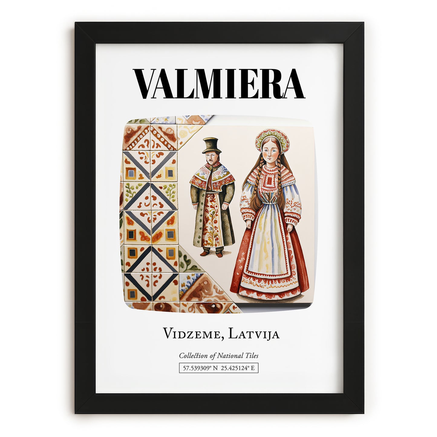 Valmiera, Latvia – Global Cities Wall Print, in sleek black frame