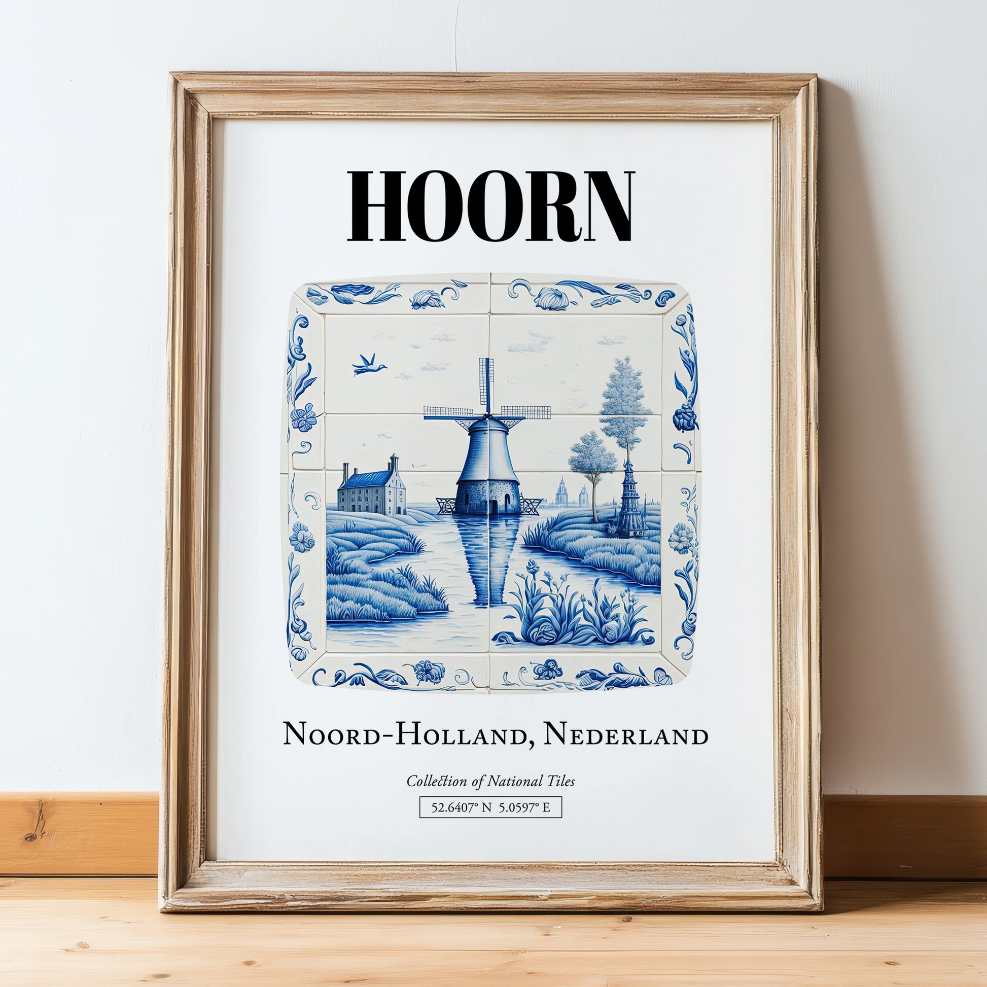 Hoorn, Netherlands – Travel Print, in wooden frame leaning on the floor