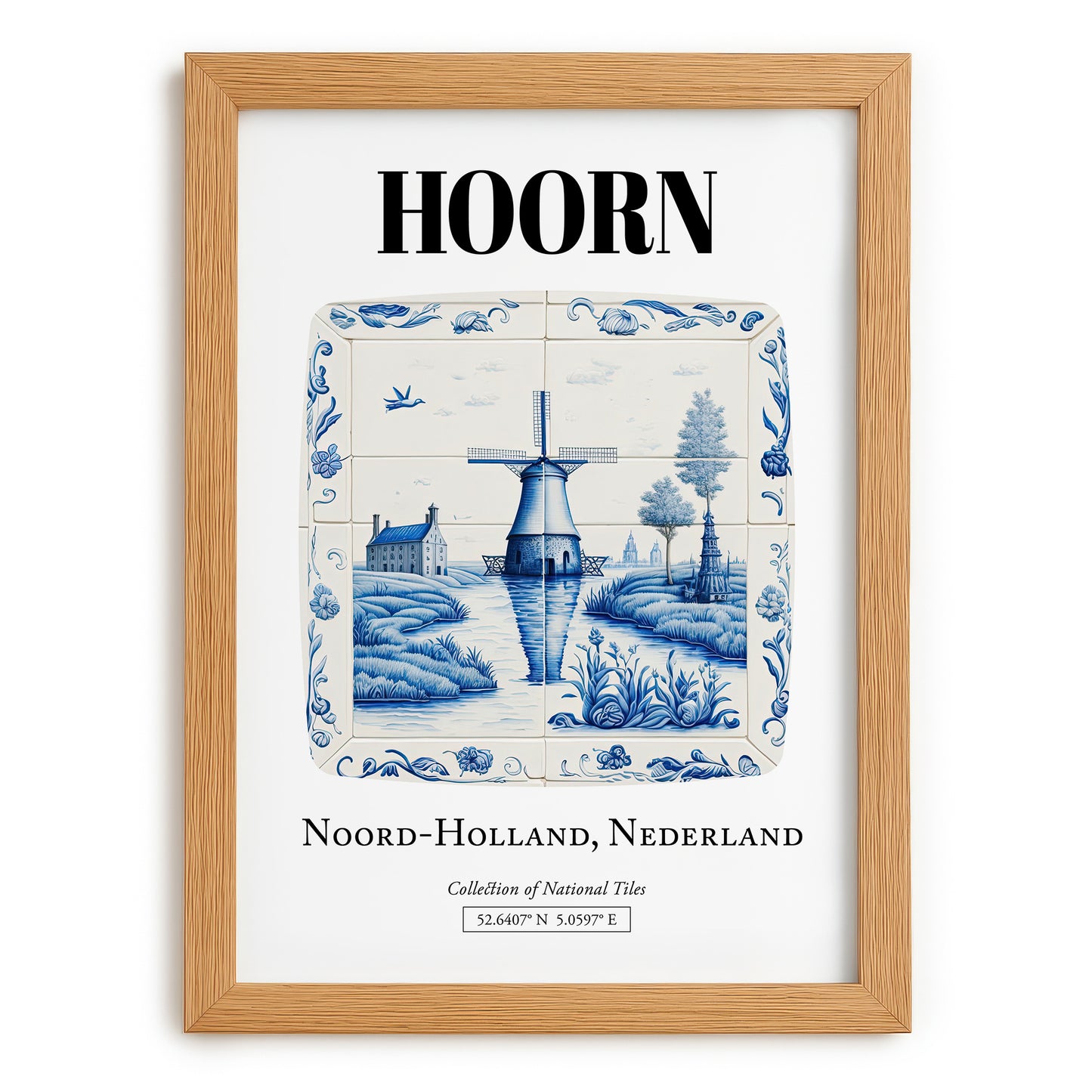 Hoorn, Netherlands – Travel Print, set in oak frame