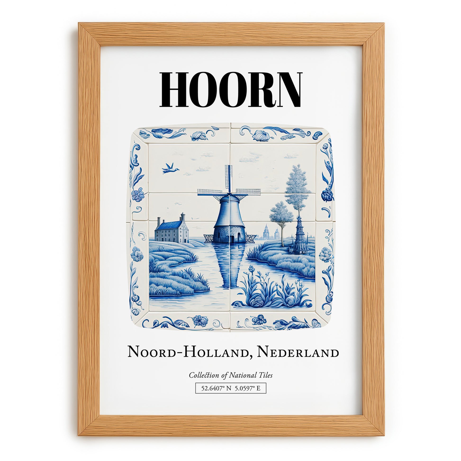 Hoorn, Netherlands – Travel Print, set in oak frame