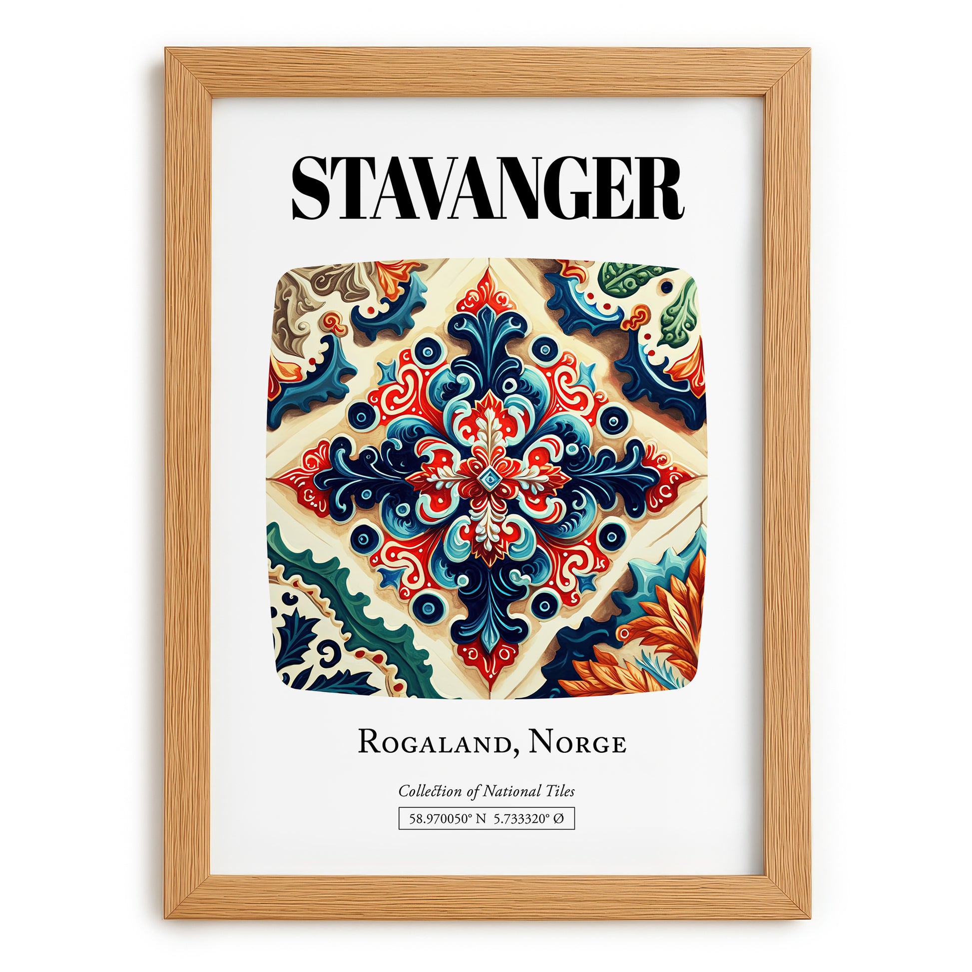 Stavanger, Norway – Travel Wall Art, set in oak frame