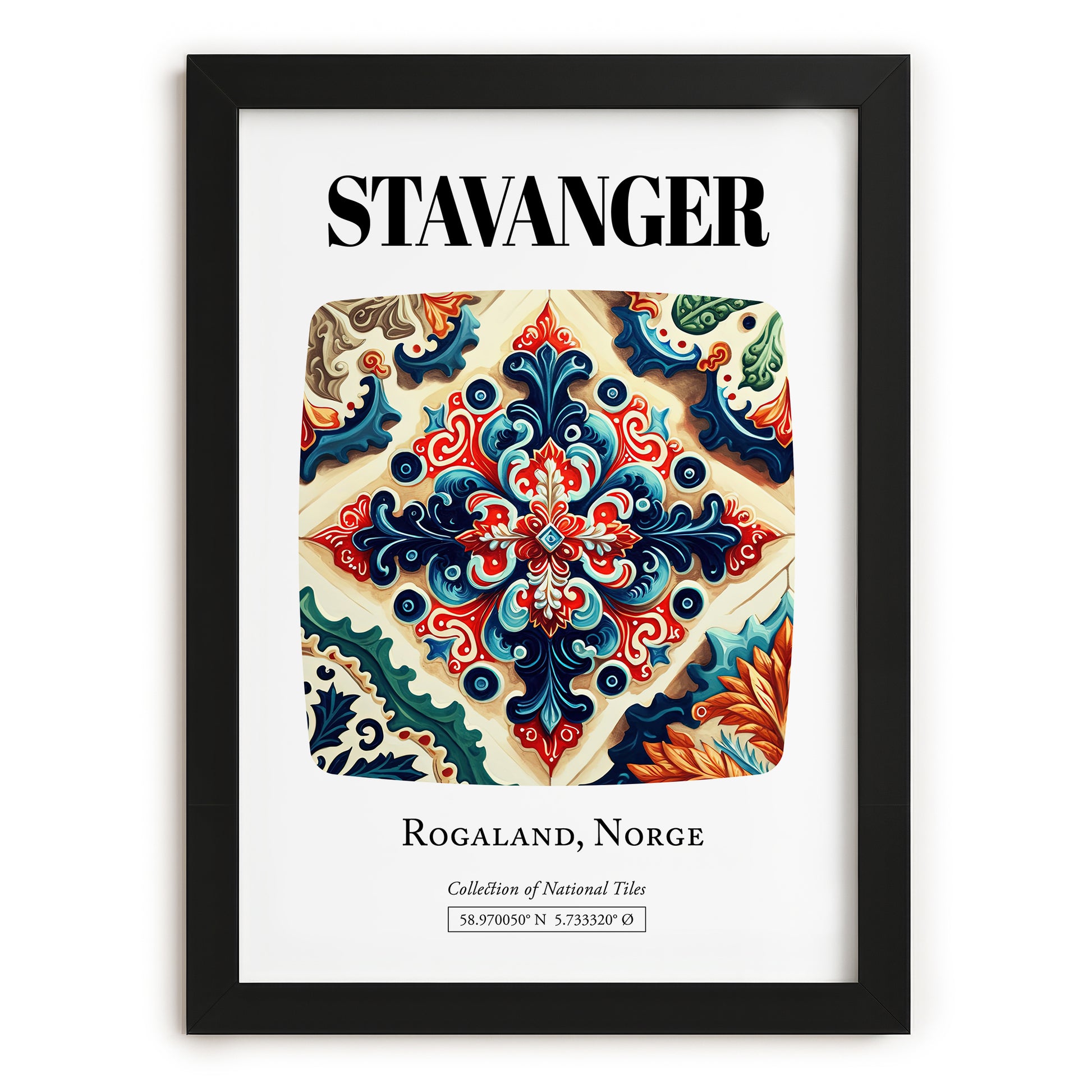 Stavanger, Norway – Travel Wall Art, in sleek black frame