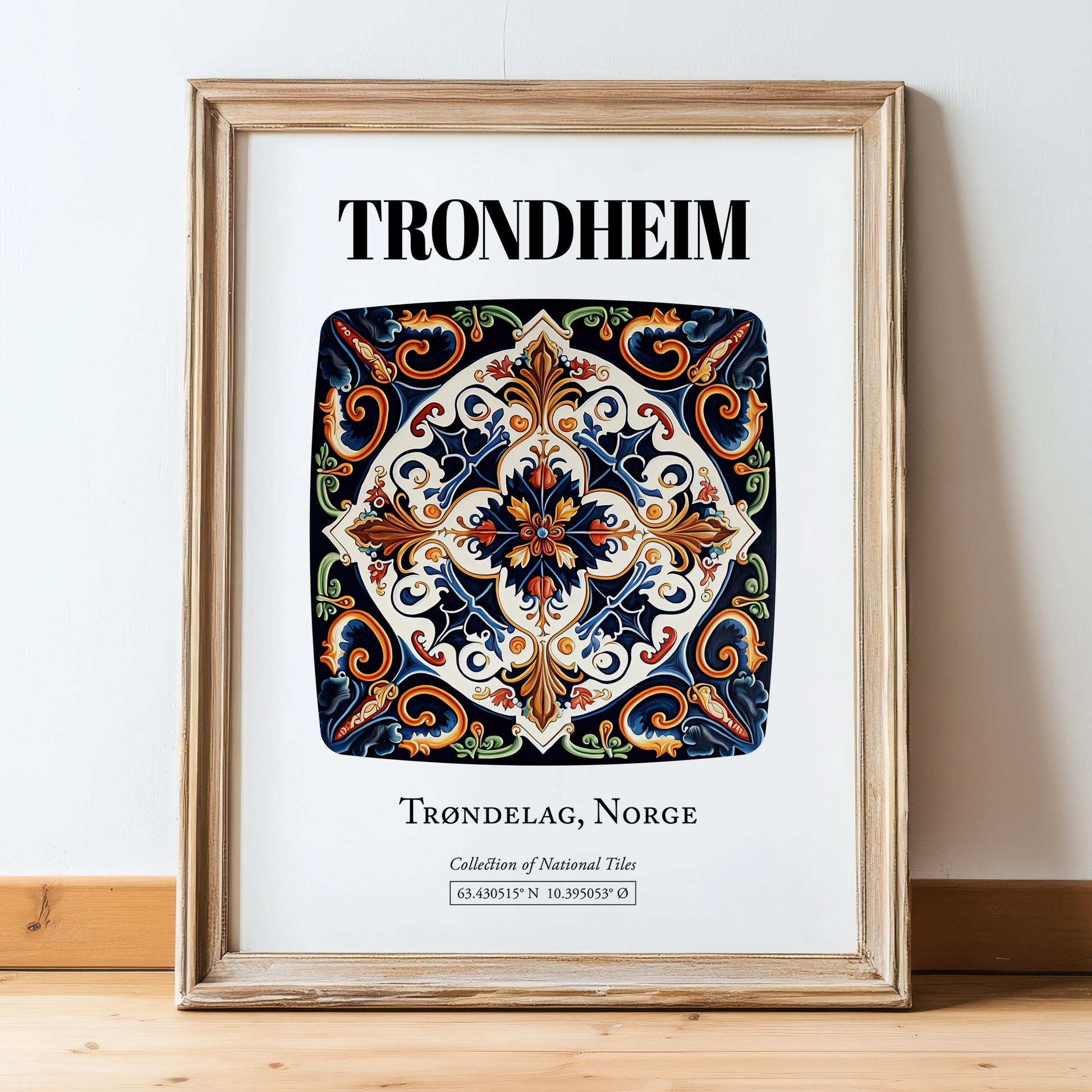 Trondheim, Norway – Dream Destination Decor, in wooden frame leaning on the floor