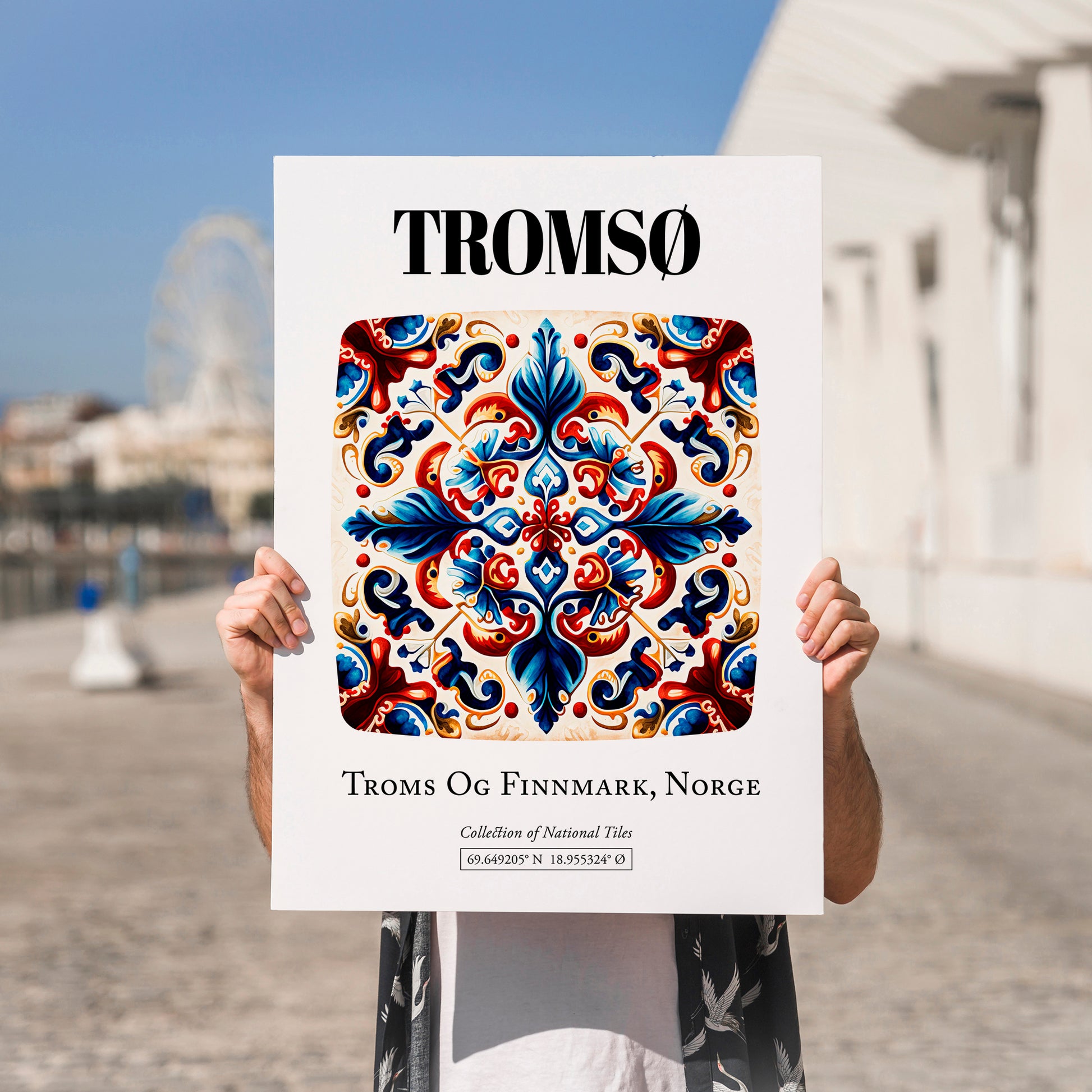 Tromsø, Norway – Travel Print, no-text version framed in wood