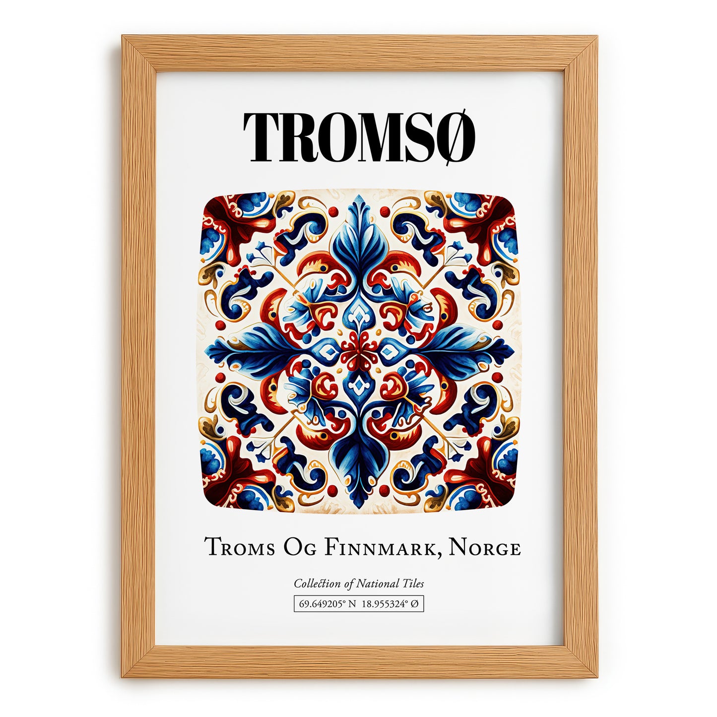 Tromsø, Norway – Travel Print, set in oak frame