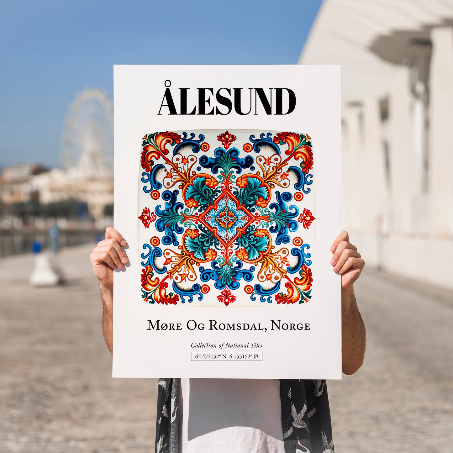 Ålesund, Norway – Travel Poster, no-text version framed in wood