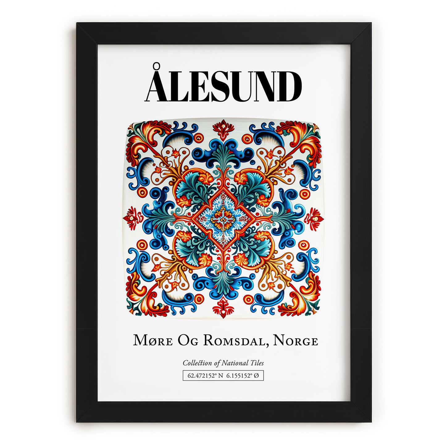 Ålesund, Norway – Travel Poster, in sleek black frame